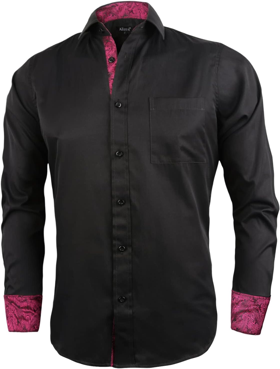 Thumbnail 2 de Alizeal Men's Patchwork Slim Fit Dress Shirt – Long Sleeve