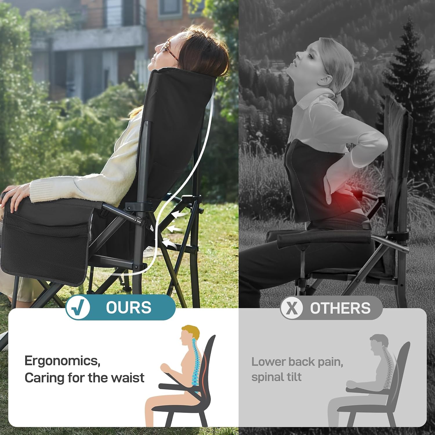 Detalle 2 de EVER ADVANCED Oversized Folding Camping Chair 230kg