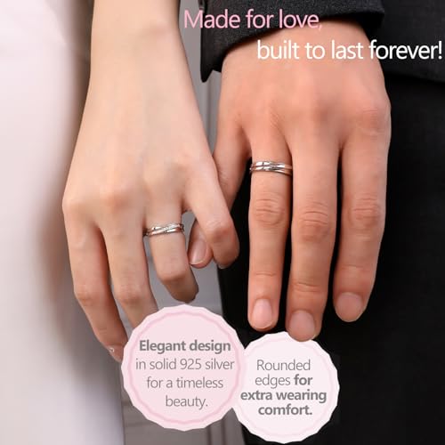 Detalle de Meissa Couples Rings for Men and Women: Promise Ring Set in 925 Sterling Silver