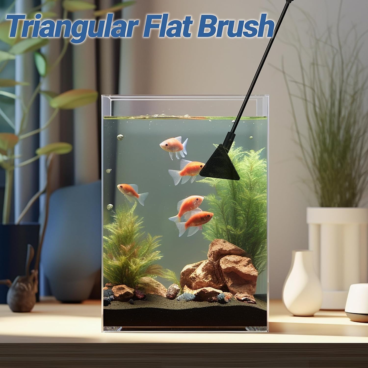Detalle 2 de HUSOUE 3-in-1 Fish Tank Cleaner Kit: Algae Scraper, Triangle Brush & Right Angle Brush