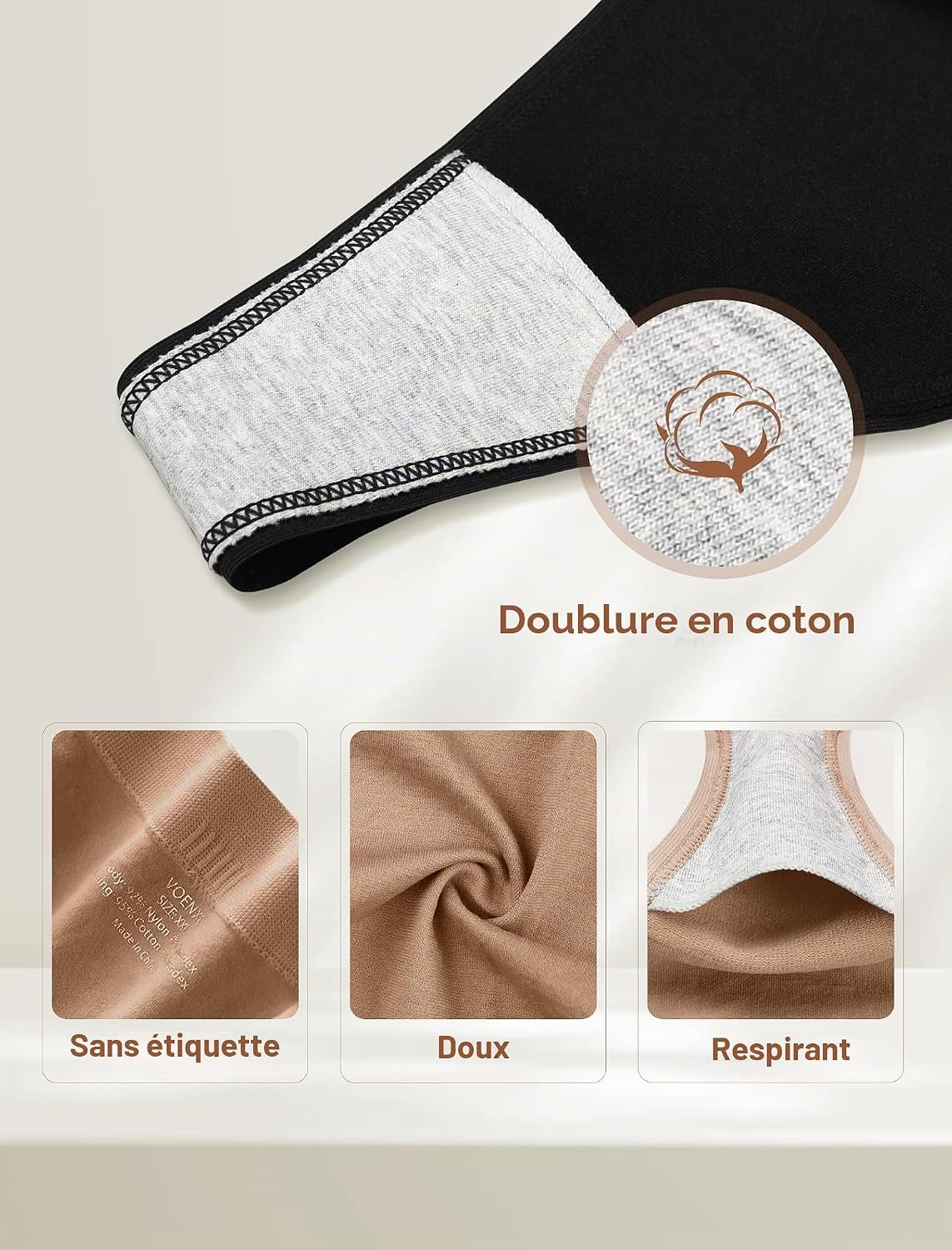 Thumbnail 3 de VOENXE 6088 naadloze tanga voor dames, hoge taille, microvezel, 5 stuks