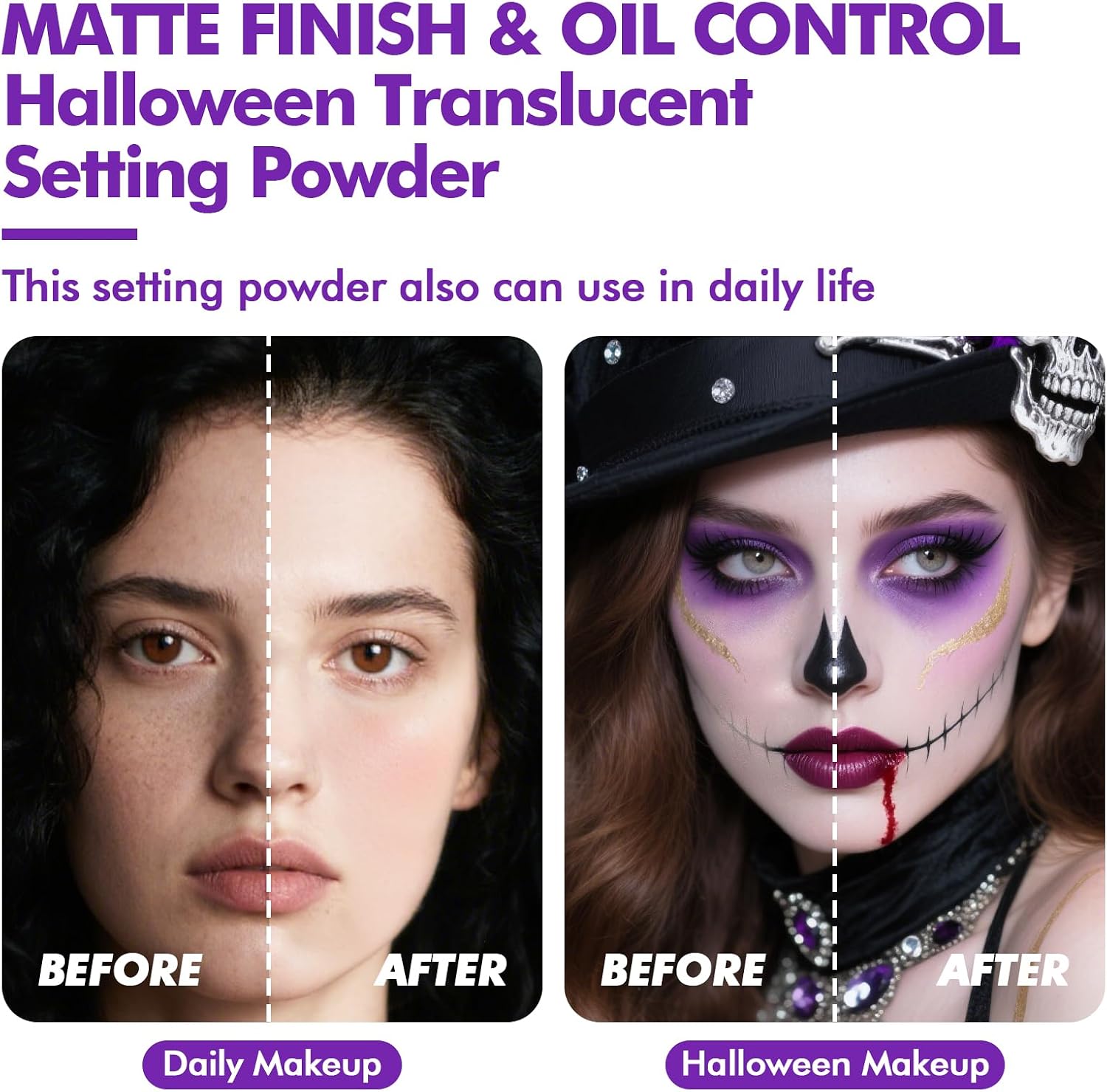 Detalle de YBUETE Translucent Loose Setting Powder, White Talc-Free Matte Finish for SFX Makeup