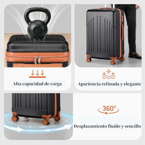 Detalle de LEADZM Maletas de Viaje Grandes 23 Kilos XL 75 cm – Negro/Marrón