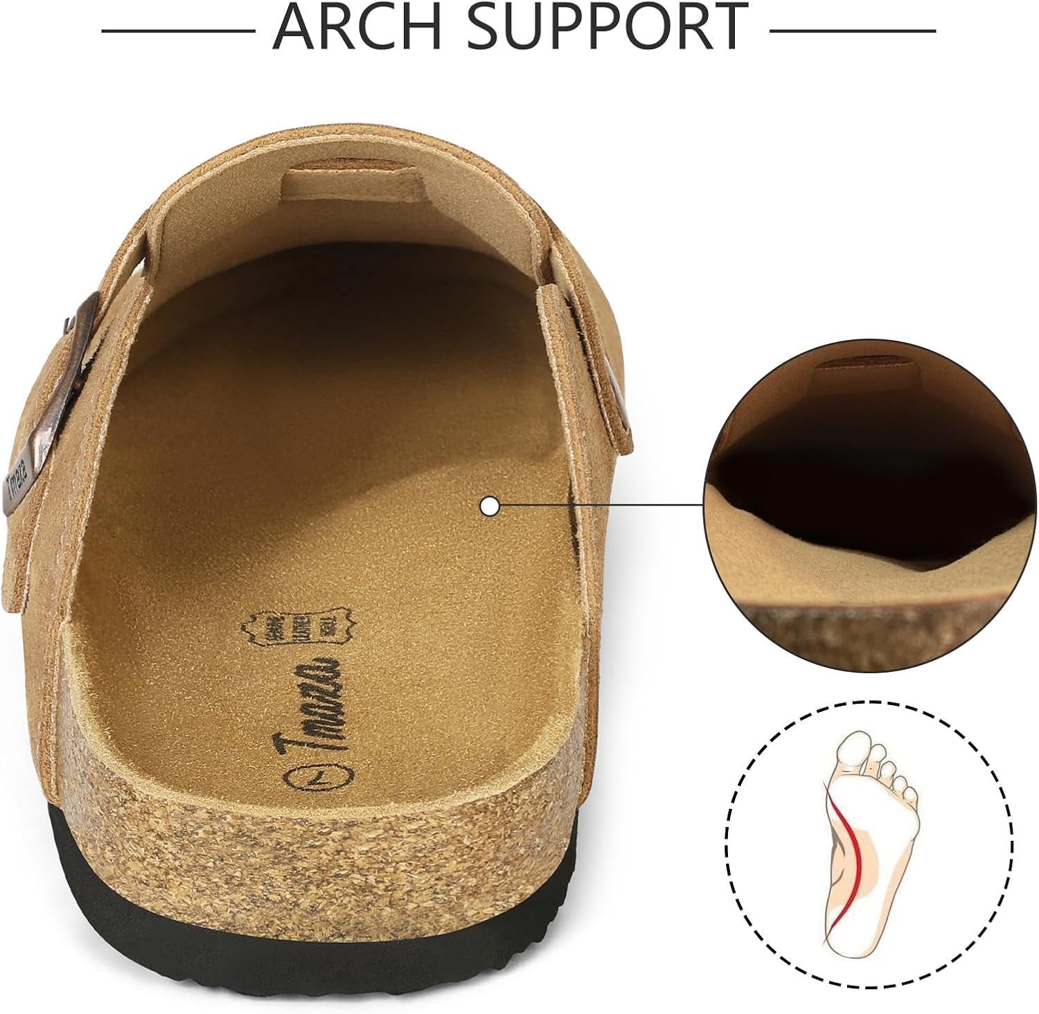 Thumbnail 4 de Tmaza Cork Footbed Suede Clogs Memory Foam Size 6-11 👡