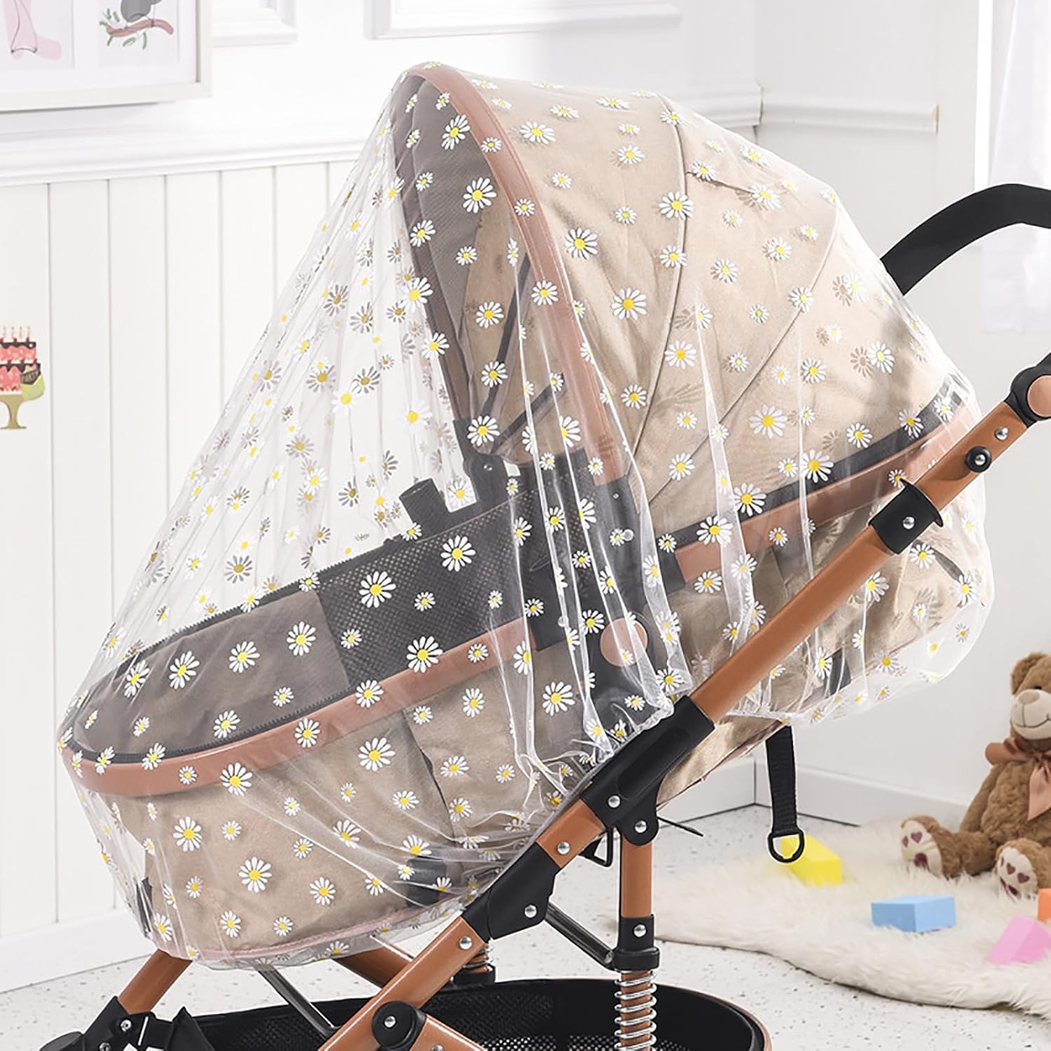 Thumbnail 6 de Mosquito Net for Stroller with Daisy Print – White Star