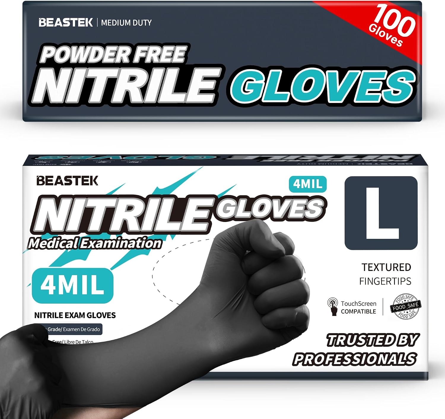 Detalle de BEASTEK Nitrile Disposable Gloves, 4-mil