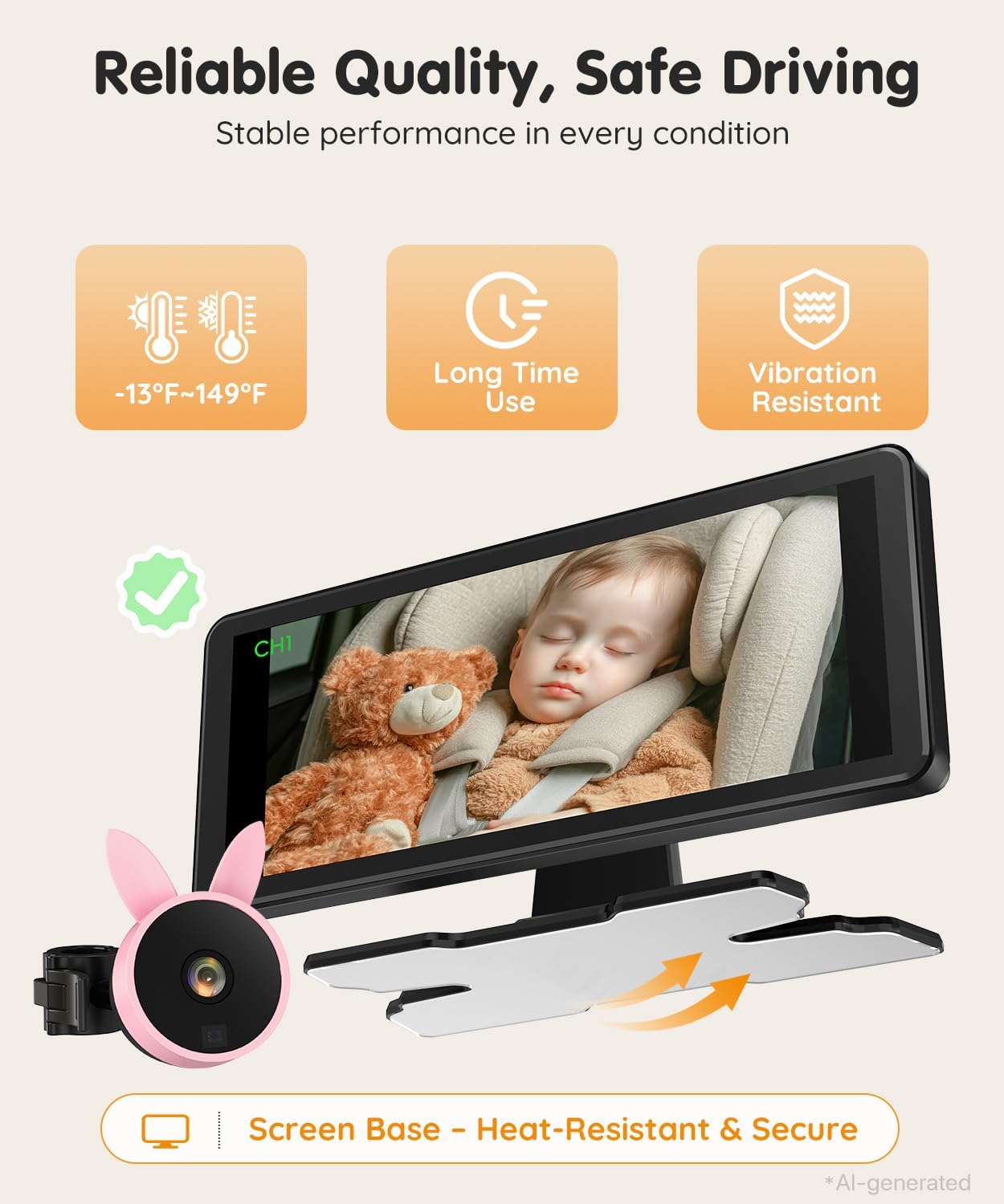 Thumbnail 6 de Babyvue BV3PRO Dual Baby Car Camera, 7.2-Inch 1080p Split-Screen Monitor