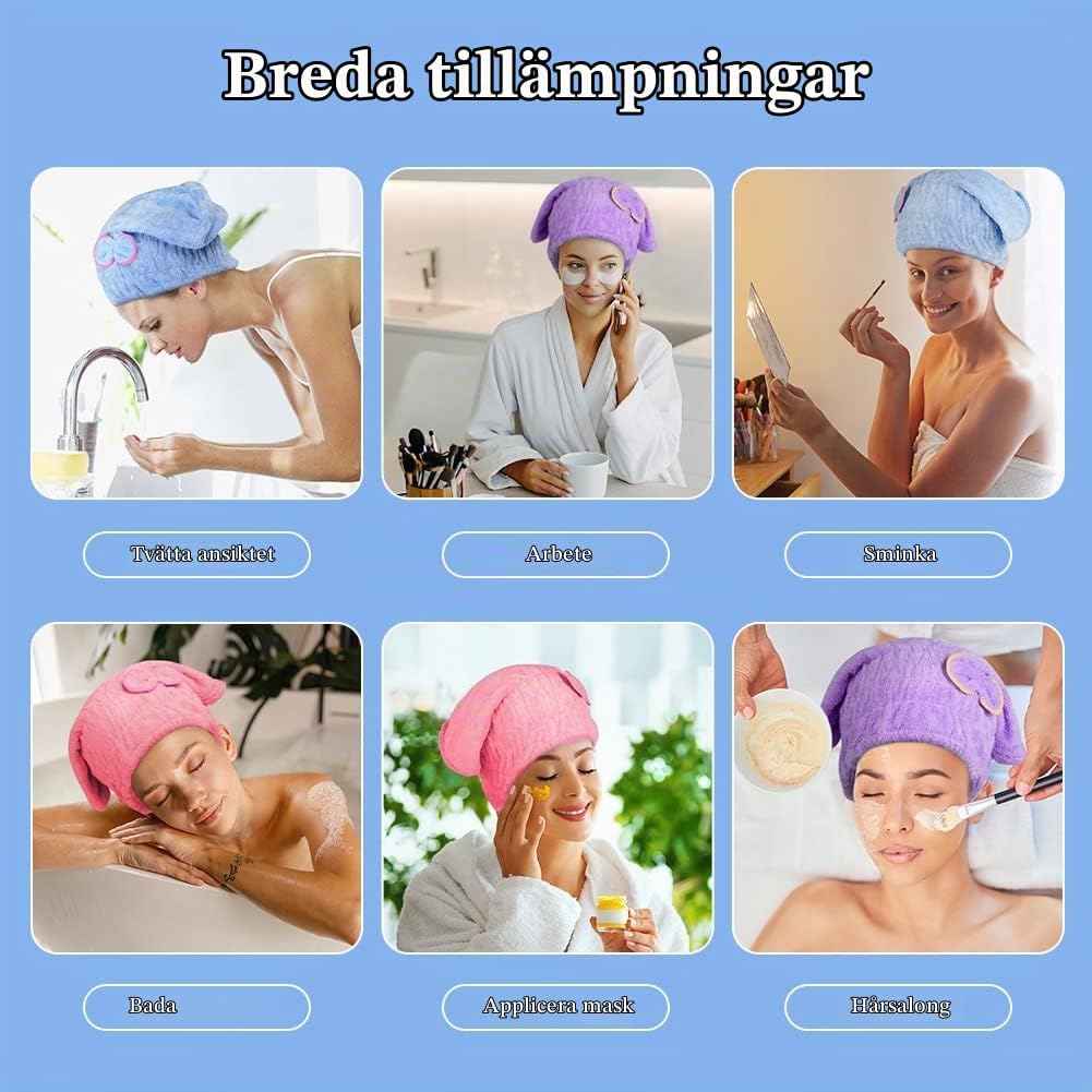 Detalle 2 de ACWOO hårturban i mikrofiber, 3-pack med knapp och snabbtorkande material