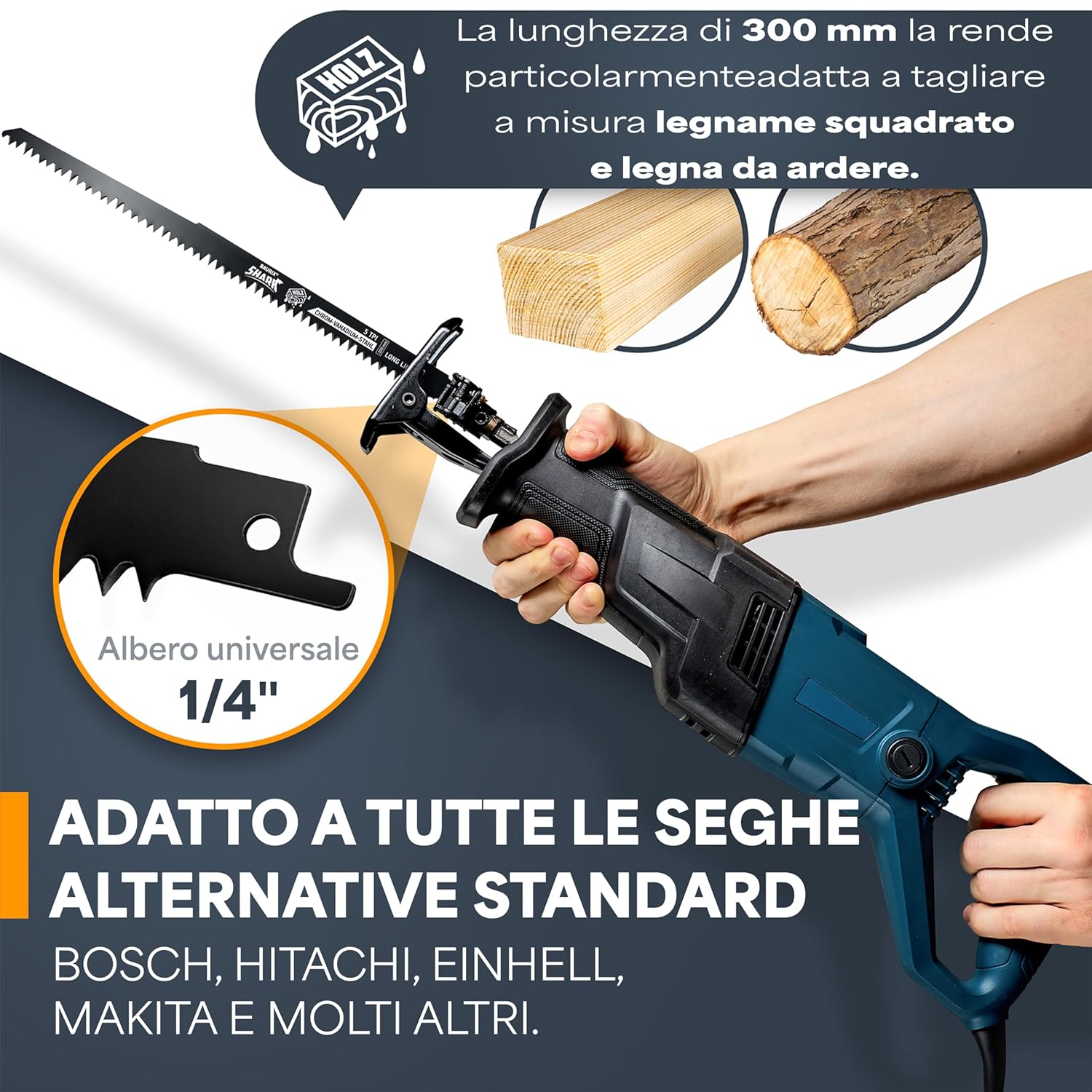 Thumbnail 4 de BAURIX Lame per Seghetto SHARK 300 mm – 5 pezzi, 5 TPI: taglio rapido e pulito del legno