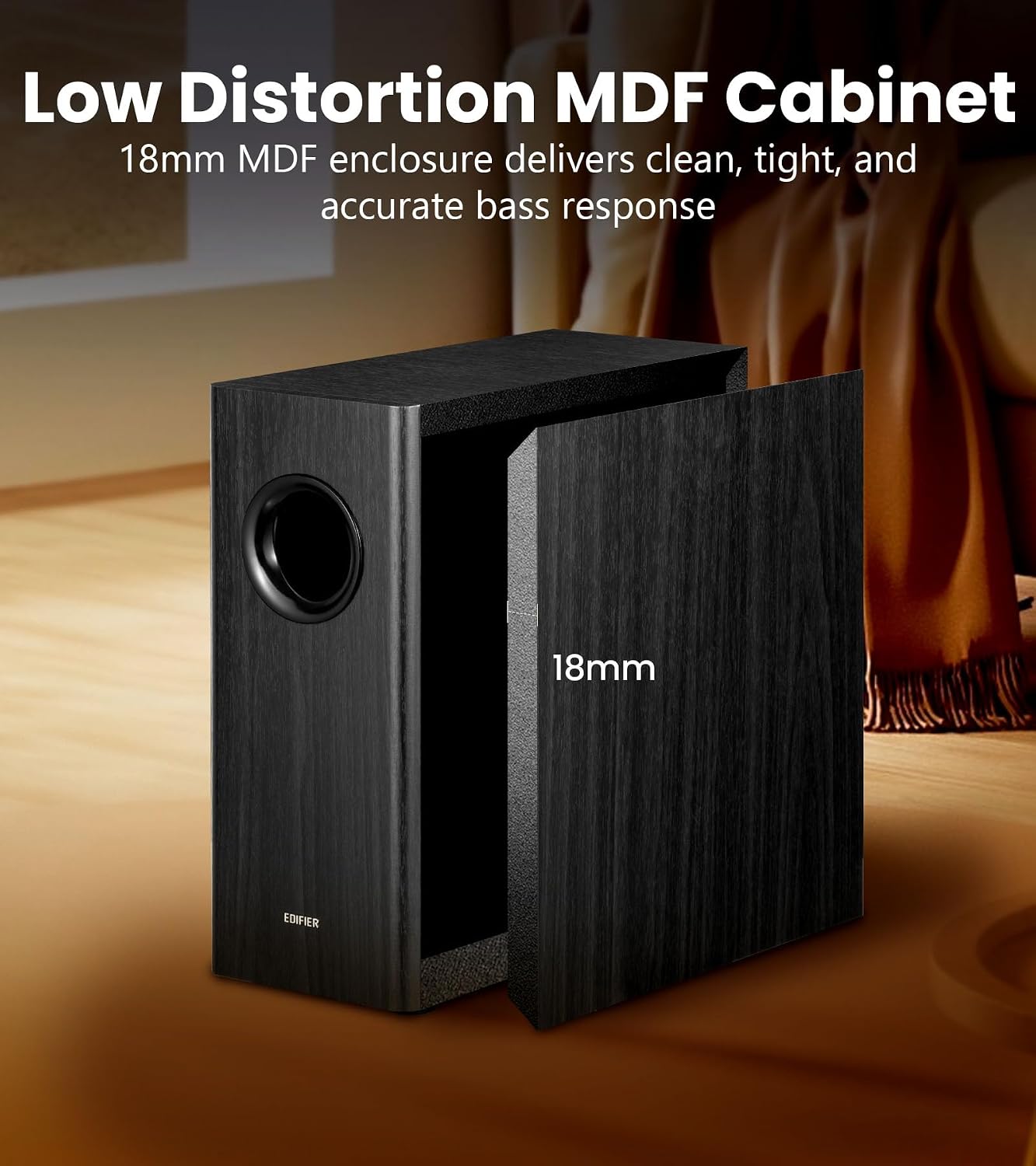 Detalle de Edifier T5s Powered Subwoofer, 70W RMS, 8-Inch Woofer, 35Hz Bass
