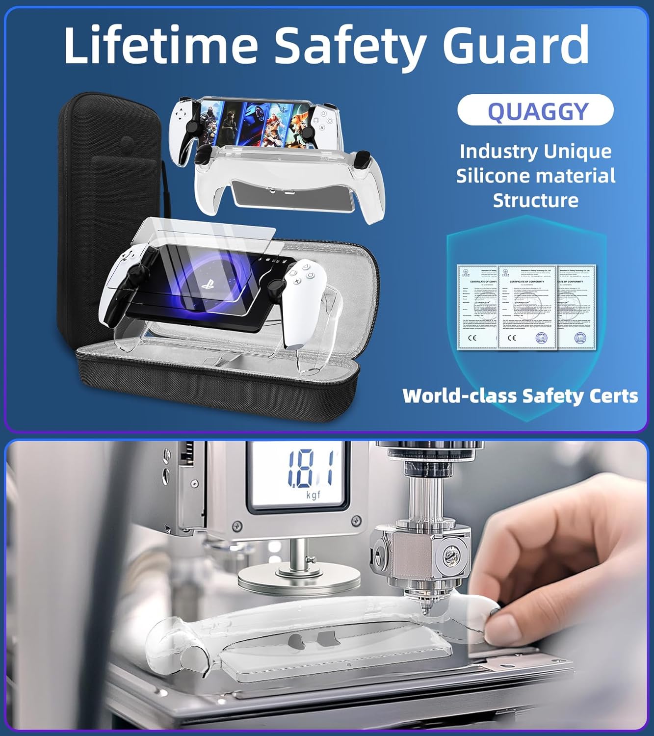 Thumbnail 5 de QUAGGY Tragetasche für PlayStation Portal Remote Player – Full Protection Bundle mit Schutzglas und Hartschale