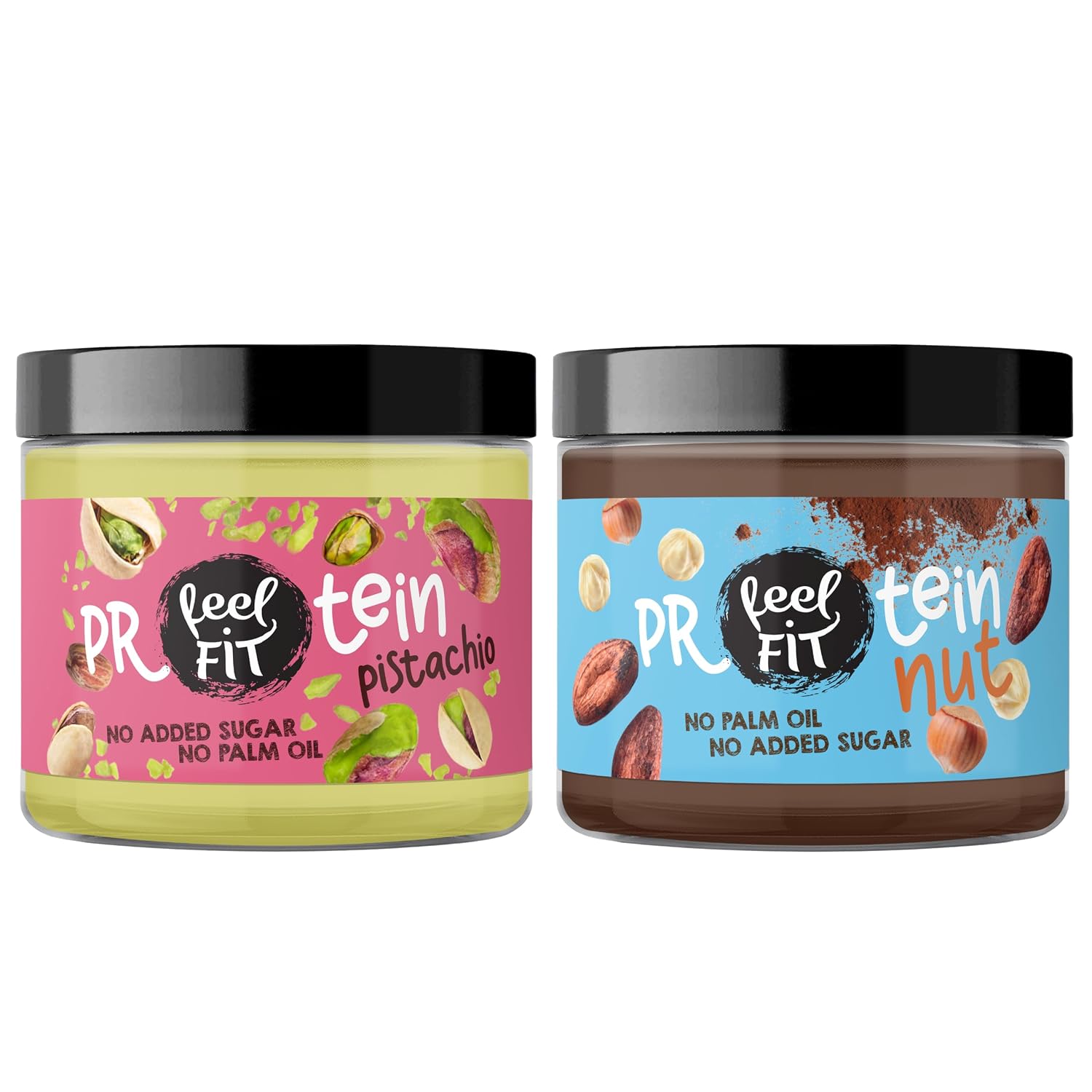 Feel Fit Protein Creme Mix – Pistazie & Nuss Kakao-Haselnuss Aufstrich, 6×200 g, ohne Zuckerzusatz