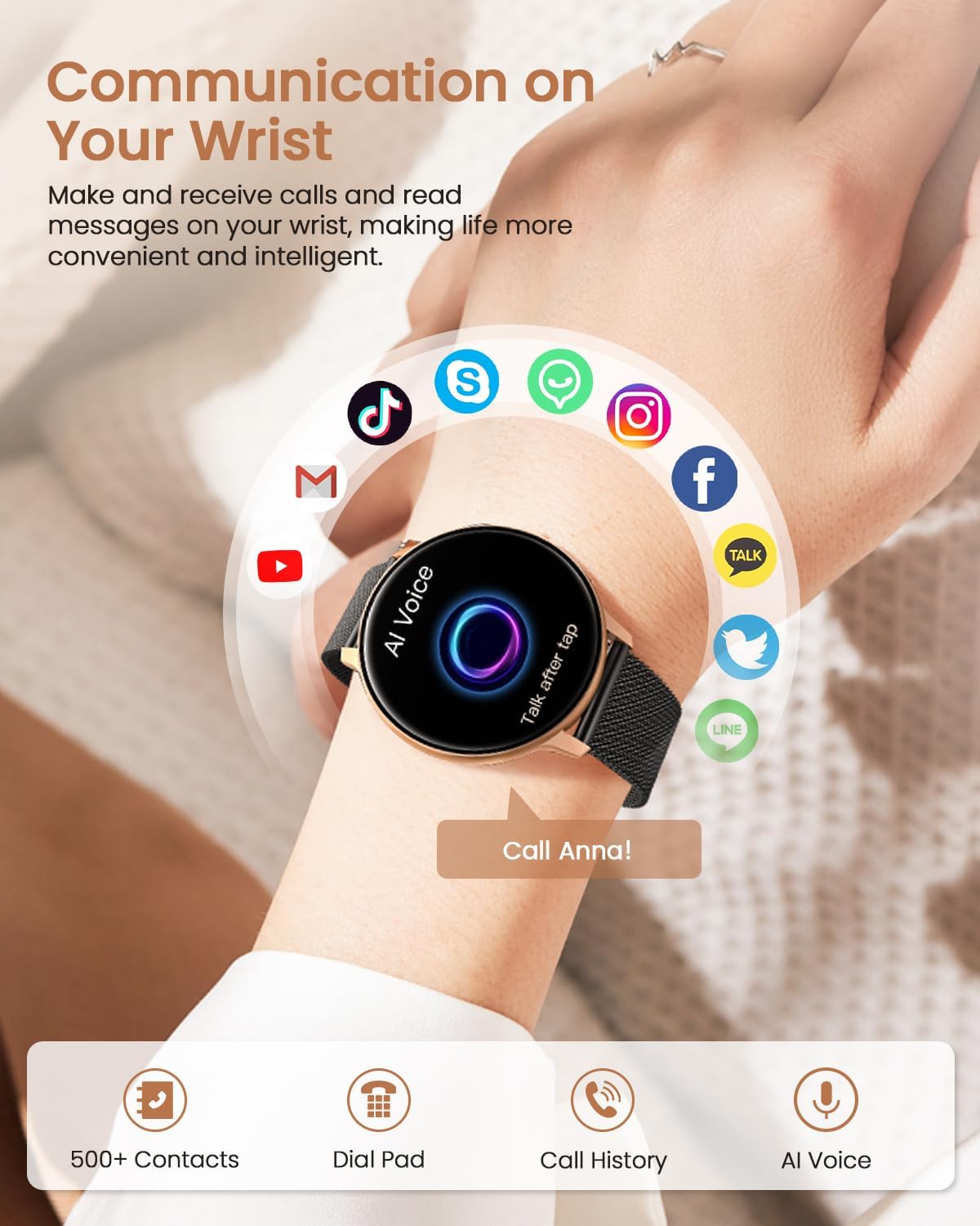 Detalle 2 de AIMIUVEI Reloj Inteligente Mujer 1,39"