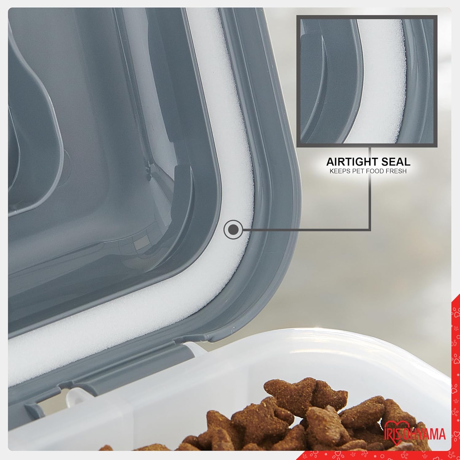 Detalle de Iris Ohyama Boite Croquette Chien Hermetique à Roulettes 18L/7kg – Bleu Sarcelle
