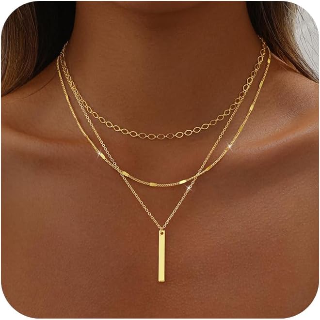Detalle de Layered Gold Necklace Set, 14K Gold Plated