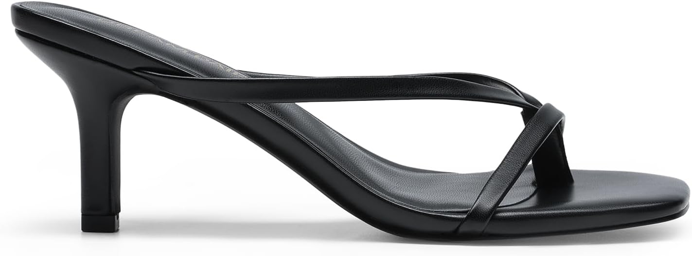 Detalle 2 de DREAM PAIRS Kitten Heels Thong Sandals with Square Toe, Slip-On Low Heels