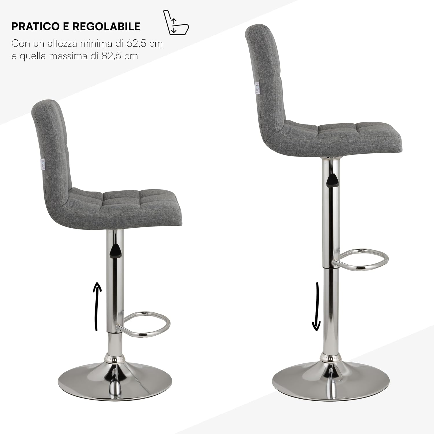 Thumbnail 3 de Baroni Home Tabouret de Bar Gris 115 cm