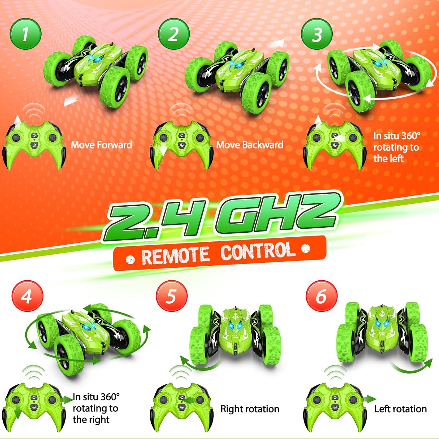 Detalle de Dreamlandia Macchina Telecomandata per Bambini – RC Auto 2,4 GHz con acrobazie 360°