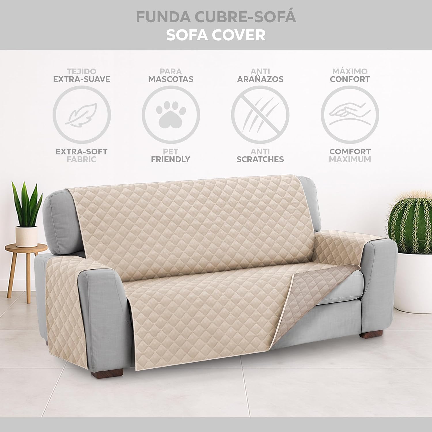 Detalle 2 de Textilhome Malu 160 cm funda cubre sofá 🛋
