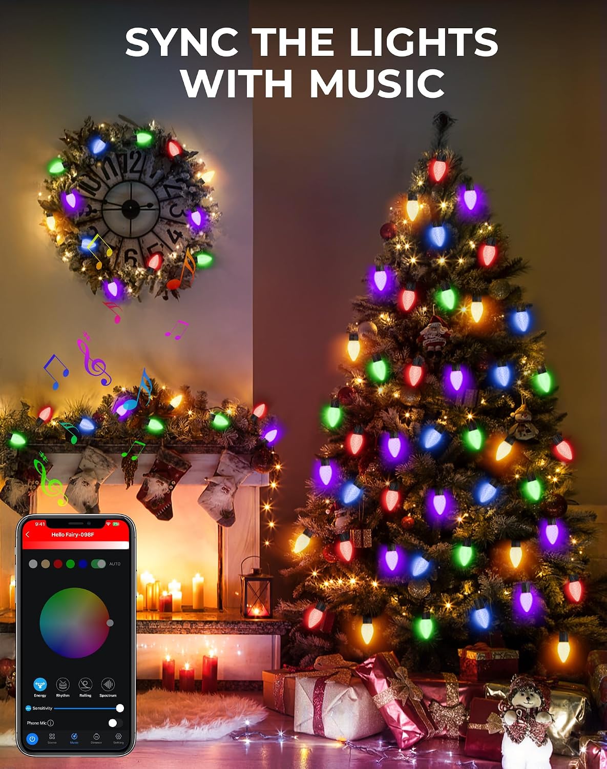 Detalle 2 de Avatar Controls BMSL18 Smart C9 Outdoor Christmas Lights, 100 RGB LEDs