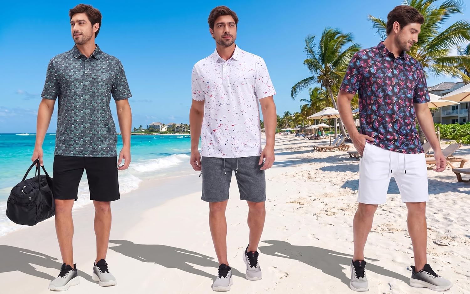 Thumbnail 1 de QPNGRP Men's Casual Shorts with Drawstring and Zipper Pockets