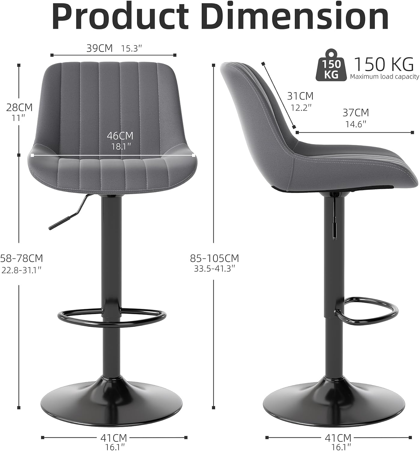 Detalle de Youhauchair swivel bar stools set of 3