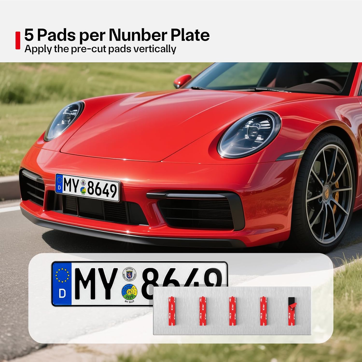 Thumbnail 5 de Number Plate Sticky Pads – 10 Extra Strong Double-Sided Foam Pads for Vehicle Licence Plates