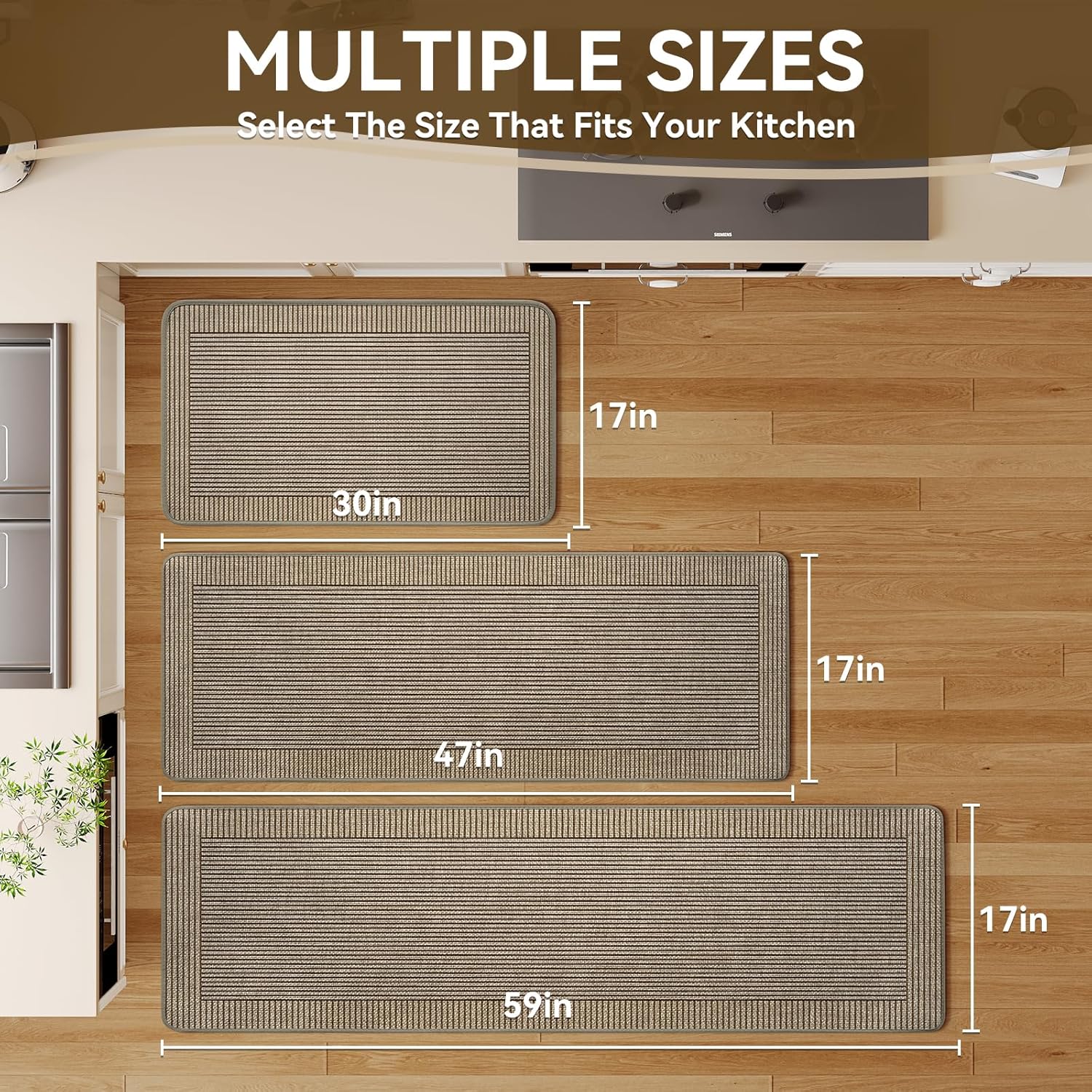 Thumbnail 1 de QiCaiJia Kitchen Rug Set, Brown