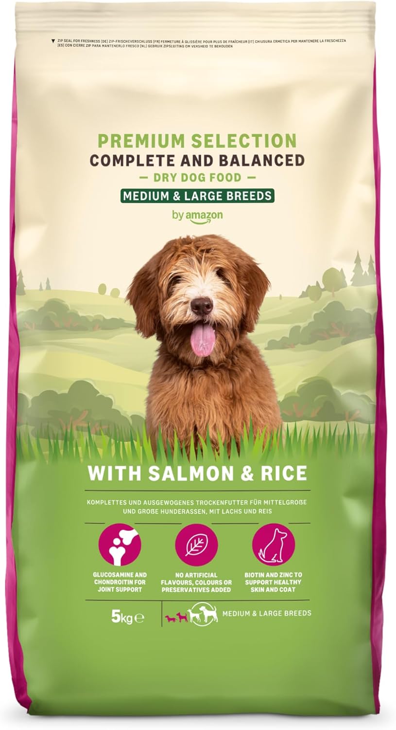 Detalle de By Amazon Complete Dry Dog Food with Salmon and Rice per Cani di Taglia Media e Grande – 5 kg