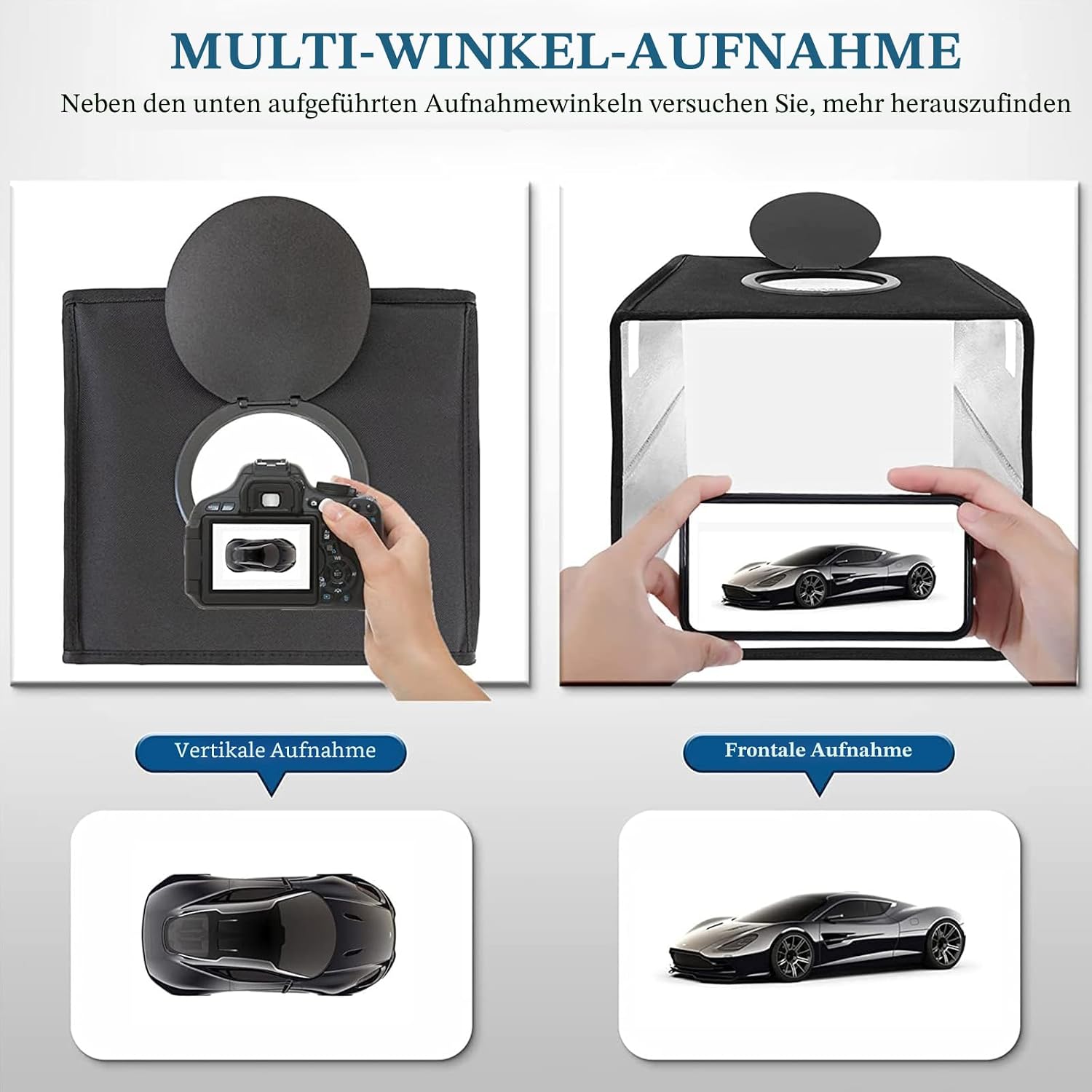 Detalle 2 de PULUZ Fotobox 40x40cm Faltbare Photography Box mit Dimmbaren 3 Farben Temperaturen 160 LED Beleuchtung 6500K & 12 Foto-Hintergründe Lichtzelte for produktfotografie
PULUZ Fotobox 40x40cm Faltbare Photography Box…