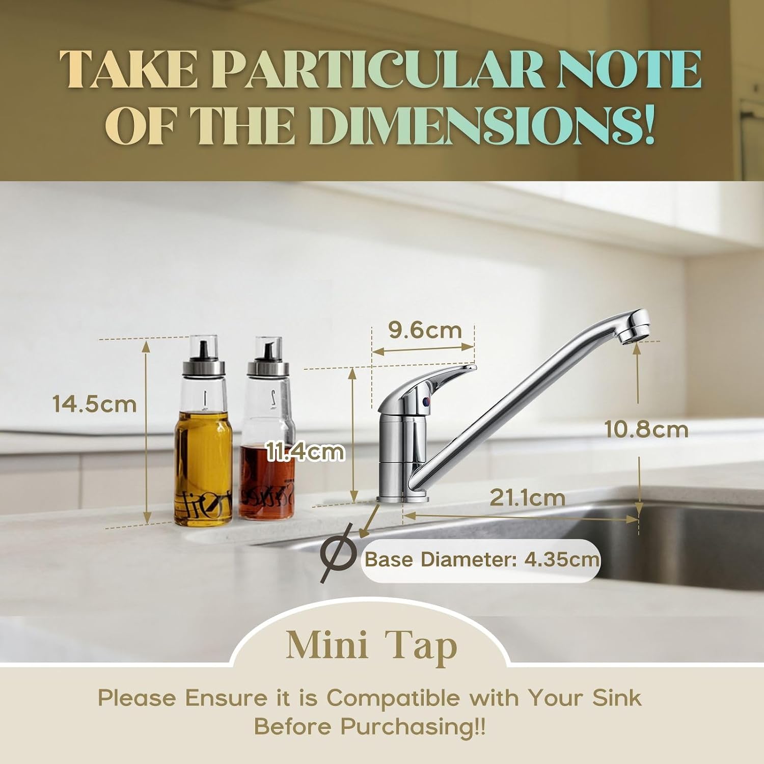 Detalle de Hapilife kitchen sink mixer tap with single lever and long 360° swivel spout (solid brass, chrome) – compact one-hole option