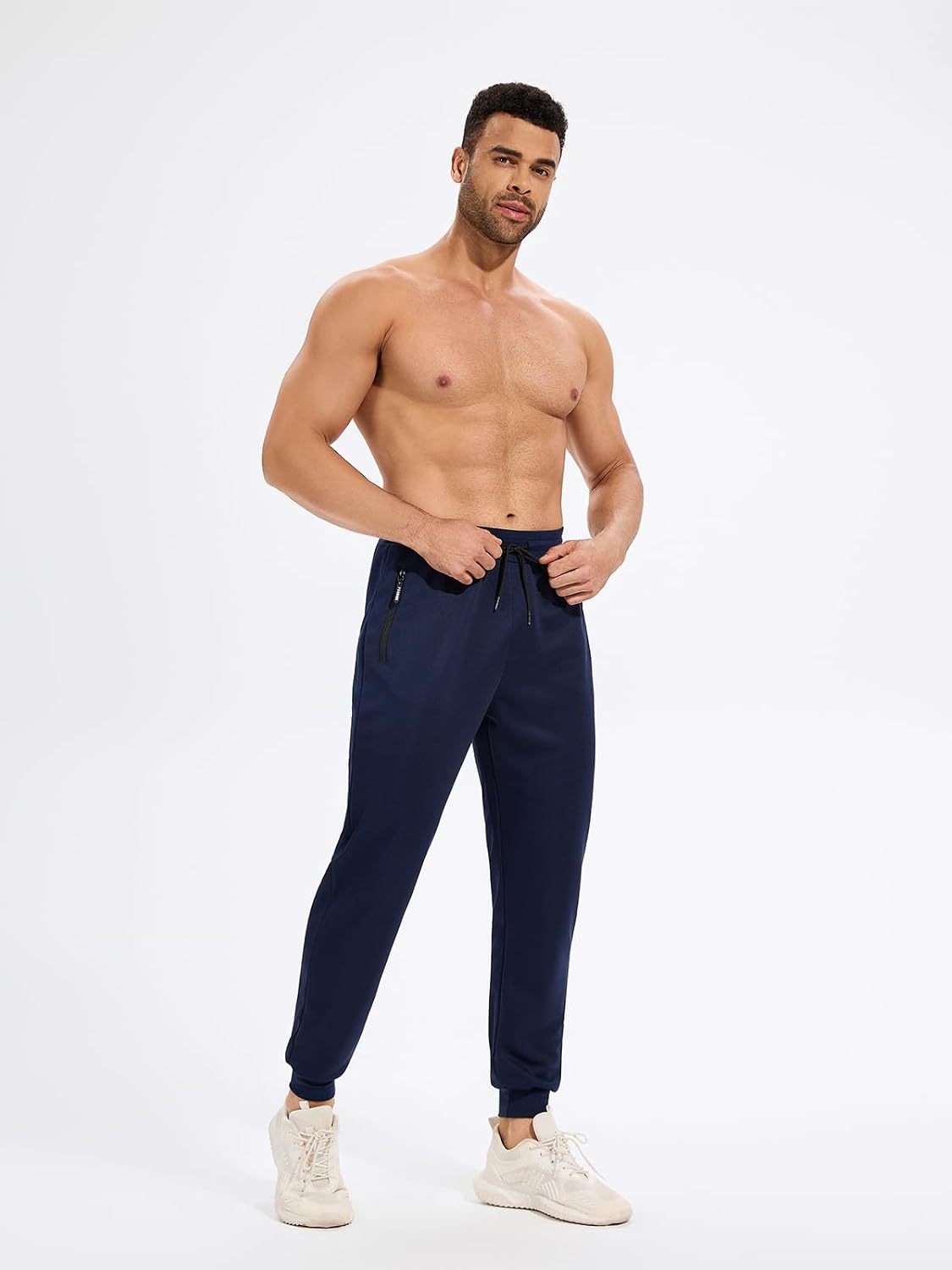 Detalle 1 de Celfaeree 3-Pack Men's Joggers with Zip Pockets, Slim Fit and Tapered Cuffs