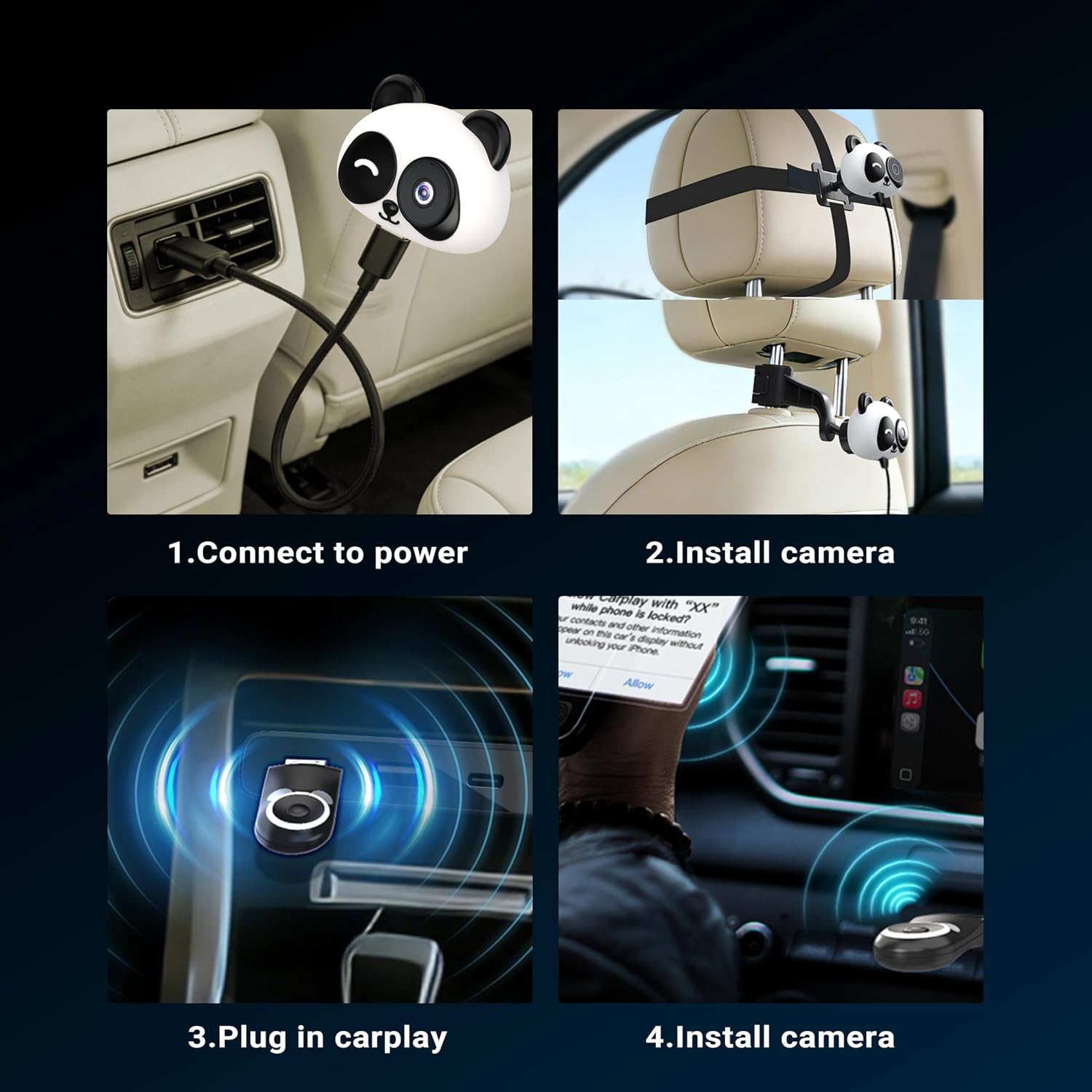 Thumbnail 6 de MINIX CA520 Wireless CarPlay Baby Car Camera for iPhone – 1080P Rear Seat Monitor with Night Vision
