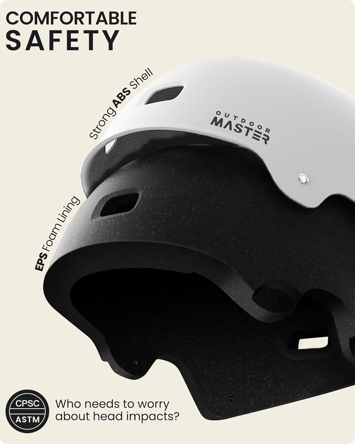 Thumbnail 1 de OutdoorMaster Skateboard Cycling Helmet with Two Removable Liners