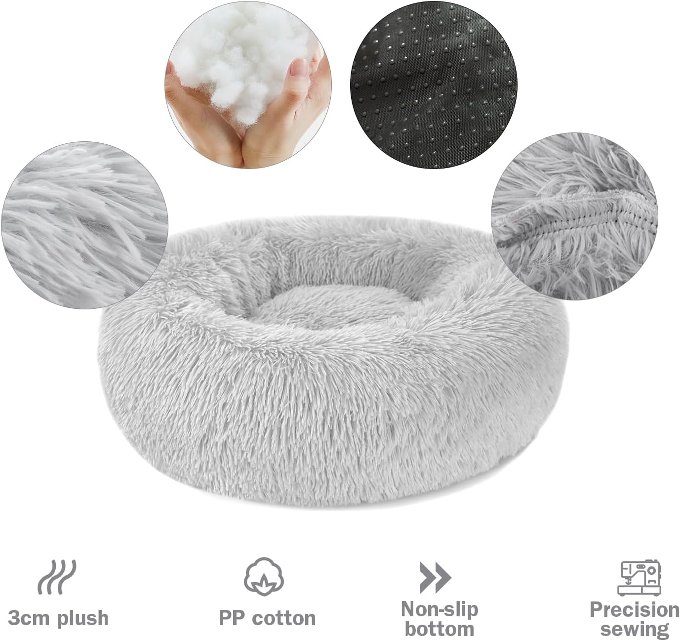 Detalle 2 de Nepfaivy Calming Donut Bed 50 cm for Pets