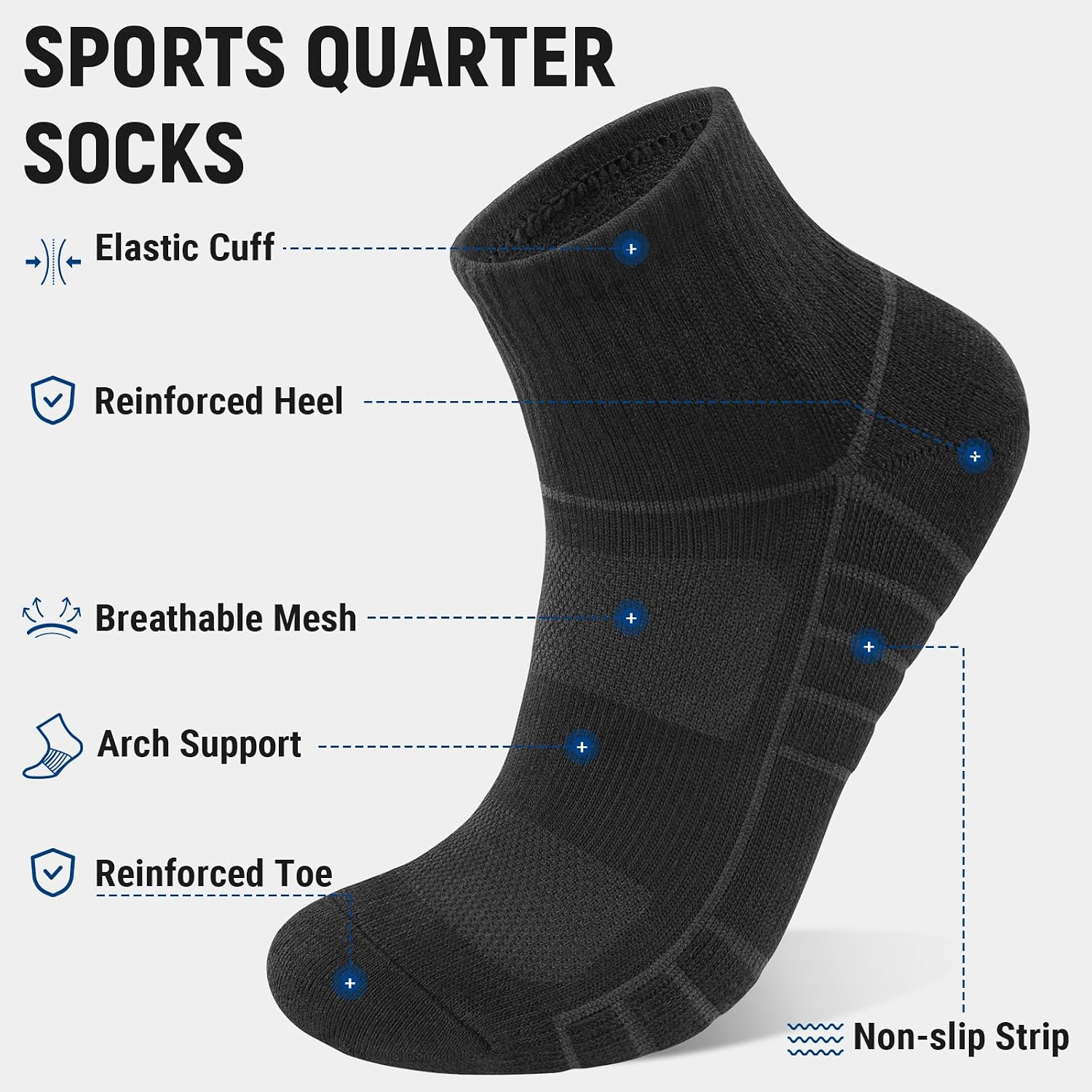 Detalle de coskefy Sports Quarter Ankle Socks 6 pairs