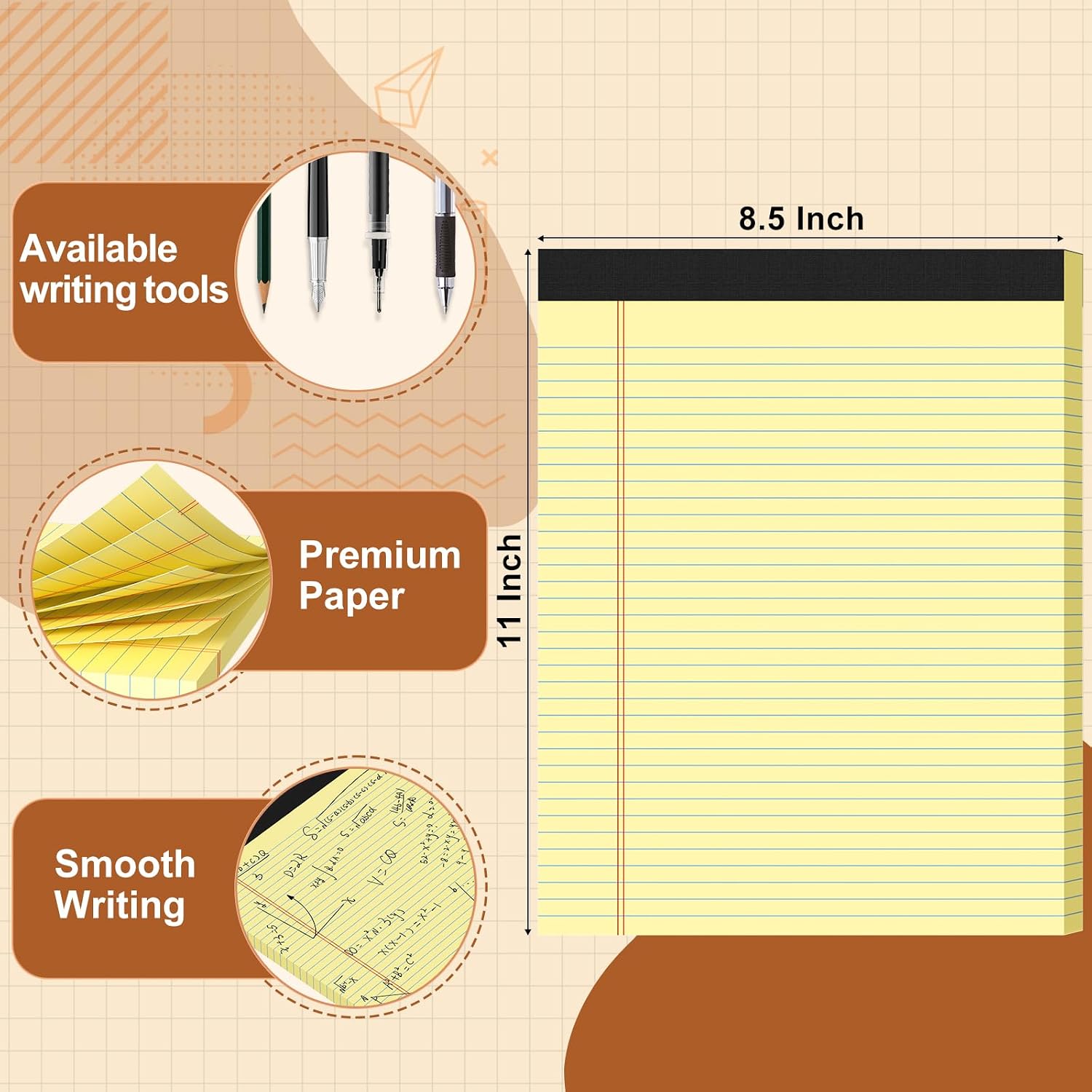 Detalle 2 de Glyanlee 8.5 x 11-Inch Legal Pads, 7 mm Narrow Ruled, 12-Pack