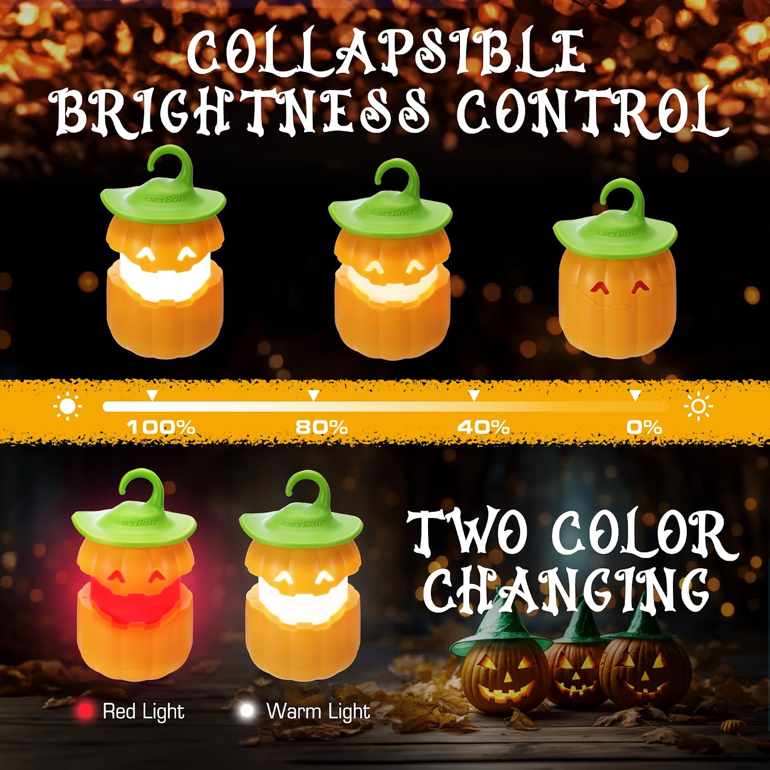 Detalle de Everbrite Lot de 3 citrouilles lumineuses Halloween 🎃
