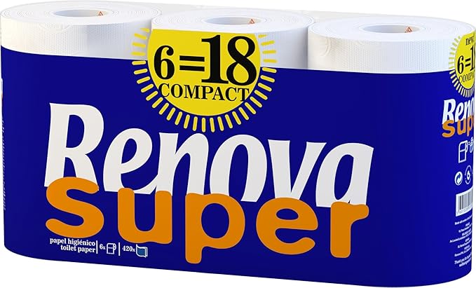 Renova Papel Higiénico Super Blanco Triple 💧 - 6 Rollos