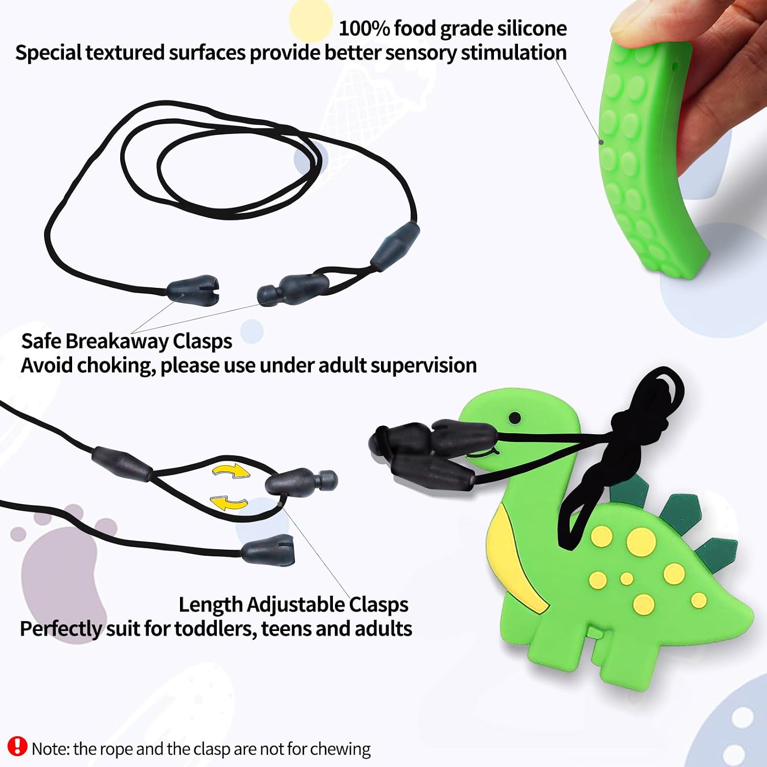 Detalle de 6PCS Sensory Chew Necklace: Food-Grade Silicone Teether For Kids and Toddlers