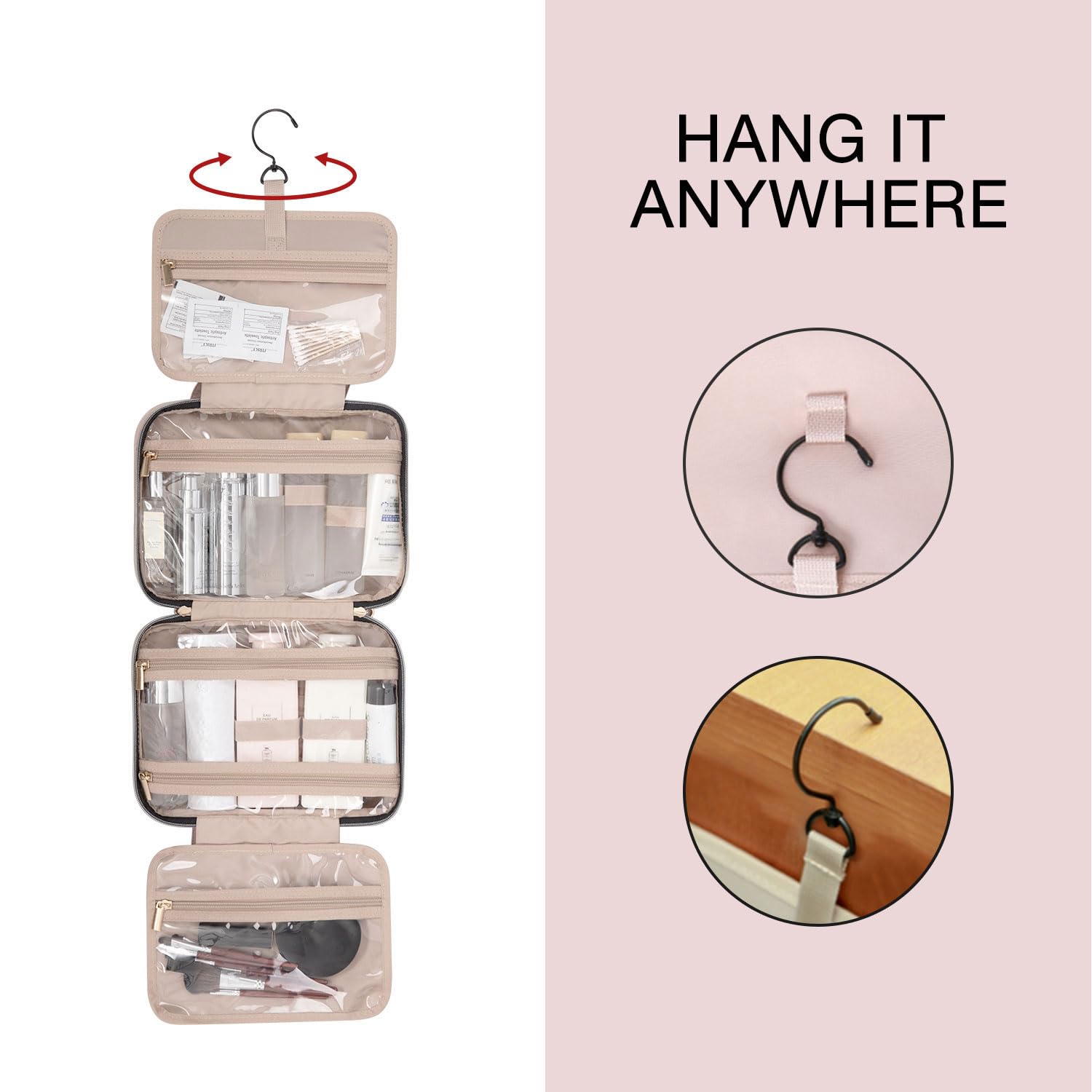 Detalle de BAGSMART Large Toiletry Bag with Hanging Hook