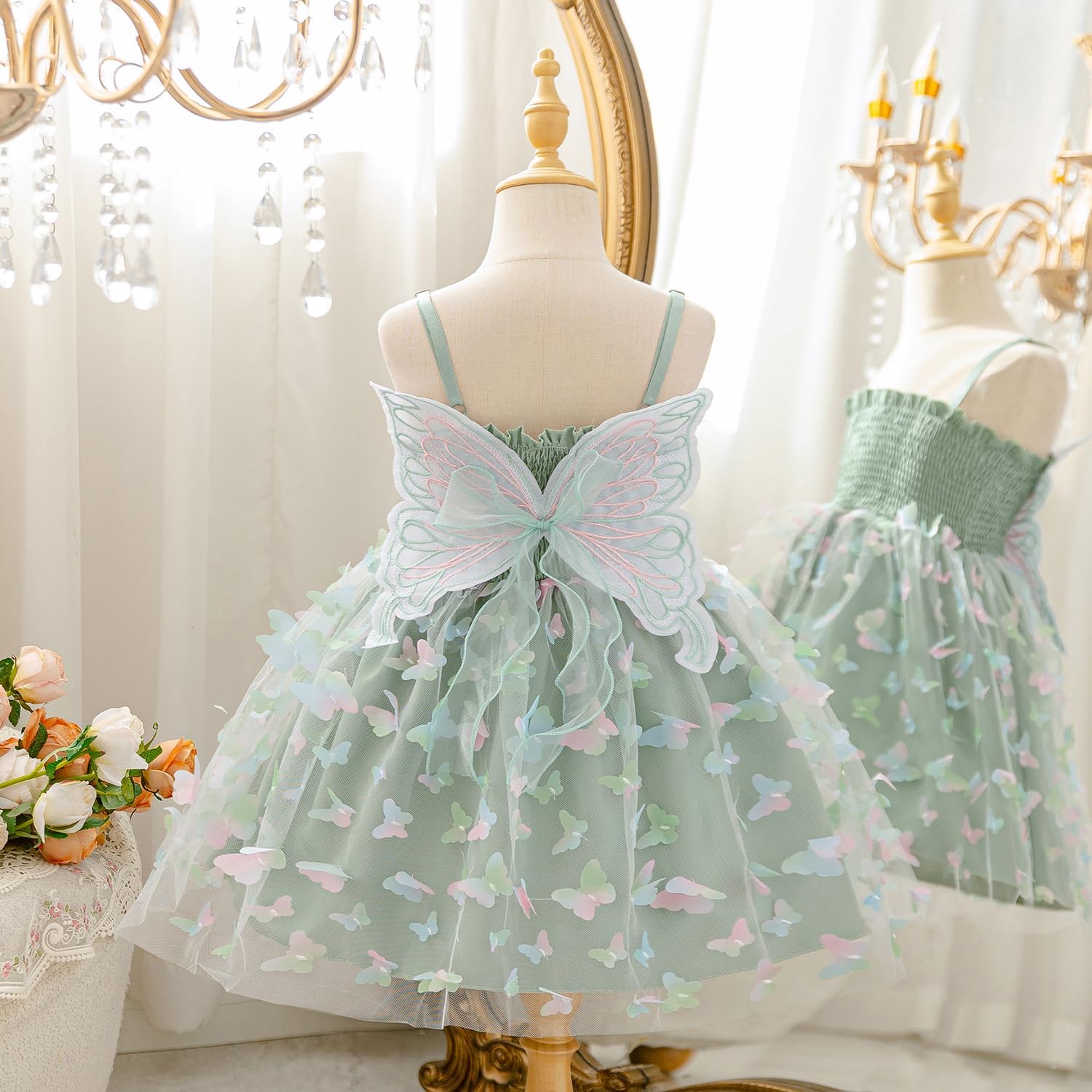 Detalle de NNJXD Baby Girl Rainbow Tulle Dress: Fairy Butterfly Party Dress for Toddlers