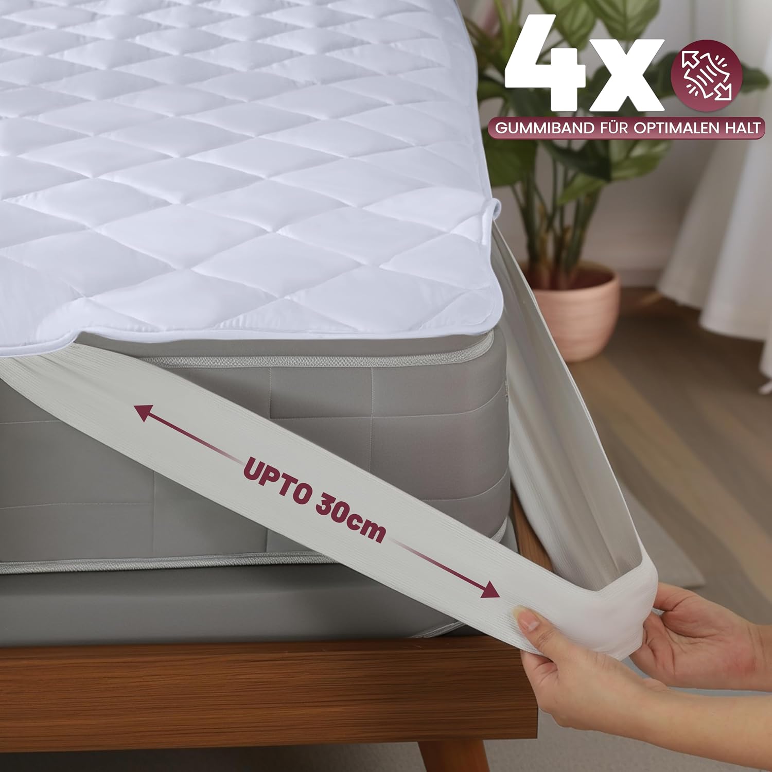 Detalle de Utopia Bedding gesteppt Matratzenauflage 140 x 200 cm – weicher Mikrofaser-Bezug mit elastischen Eckbändern