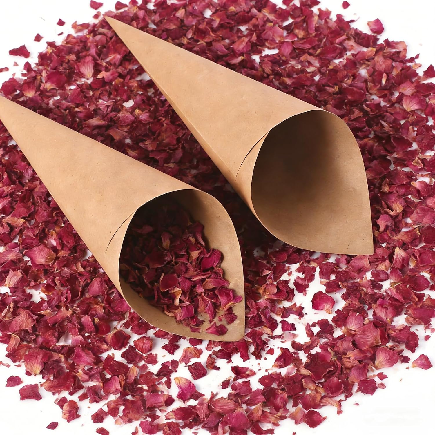 Detalle de FINEVERNEK – Lot de 60 cônes confettis pour mariage avec porte-confetti et accessoires
