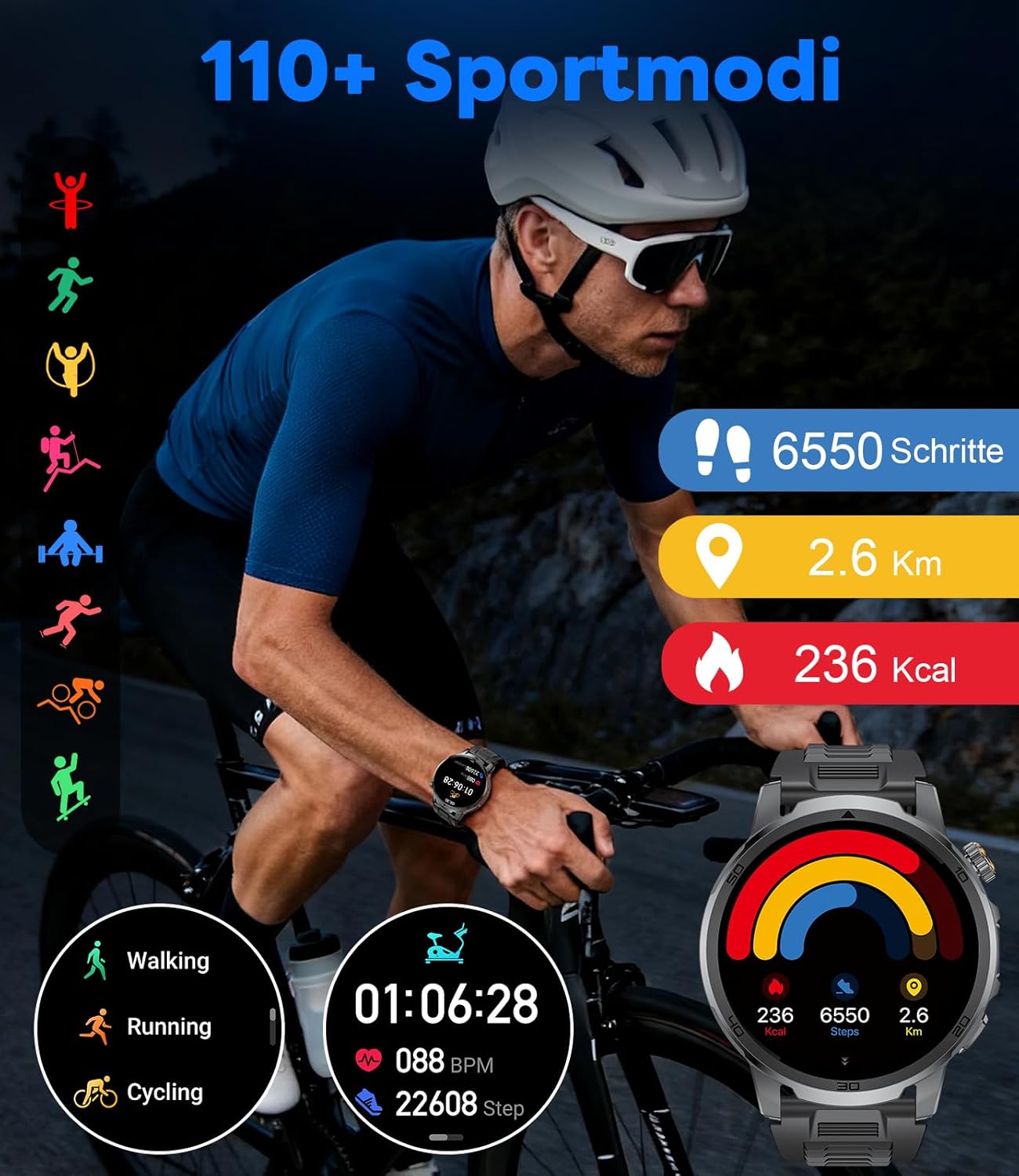 Thumbnail 5 de CHOOSETIME Montre Connectée Homme 1,85'' — Écran HD, 110+ Modes, IP68, Charge USB-C