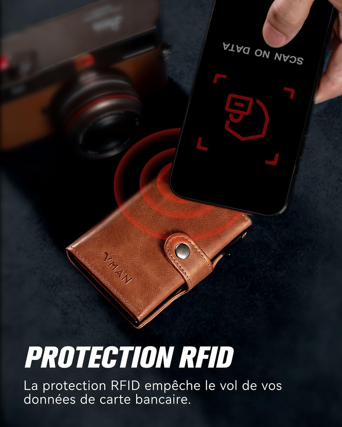 Thumbnail 3 de VMAN Portefeuille Homme – Slim en Cuir Pleine Fleur avec Poche à Monnaie et Protection RFID