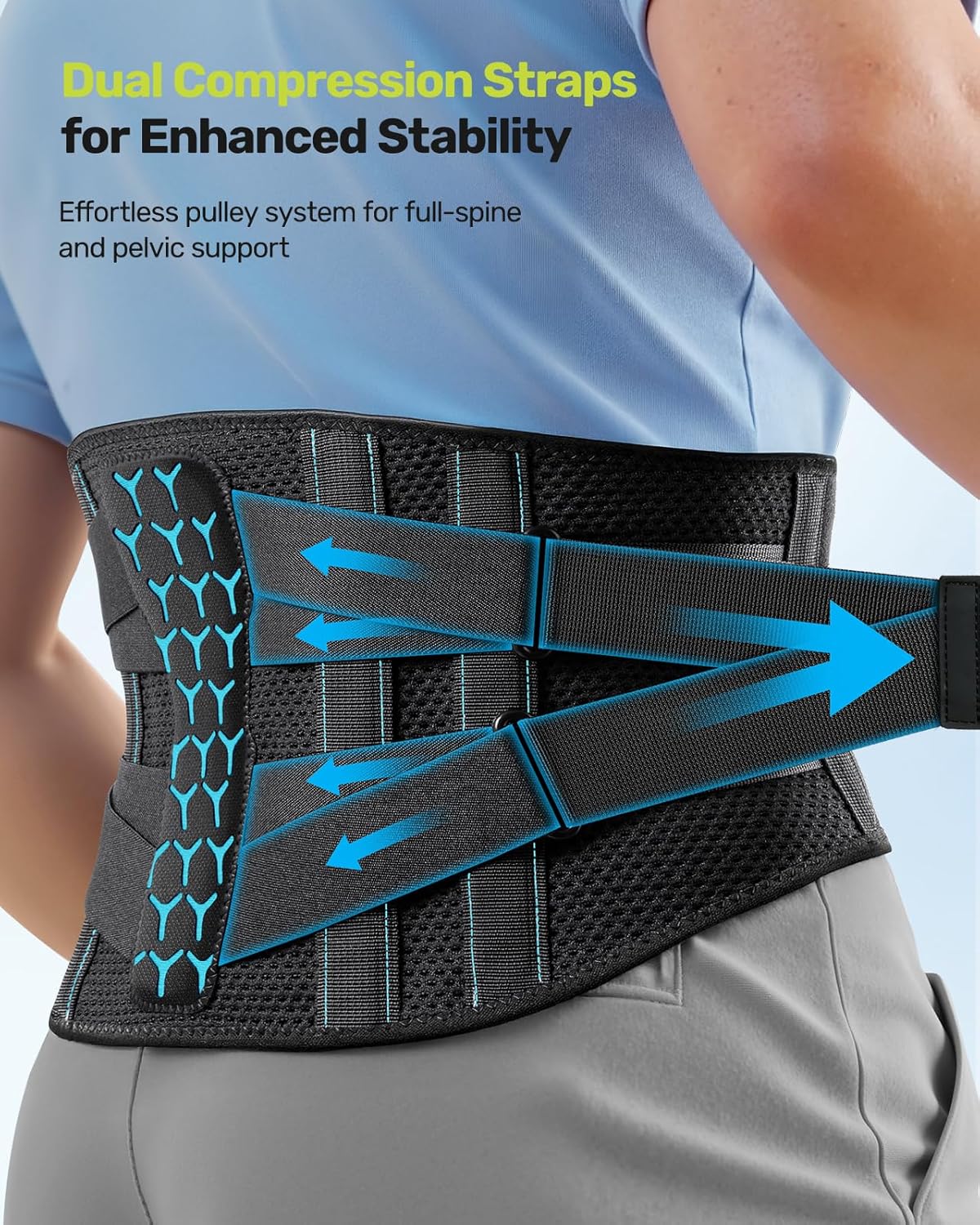 Detalle de Rakiie Back Support Belt 7‑stay lumbar brace 🩲