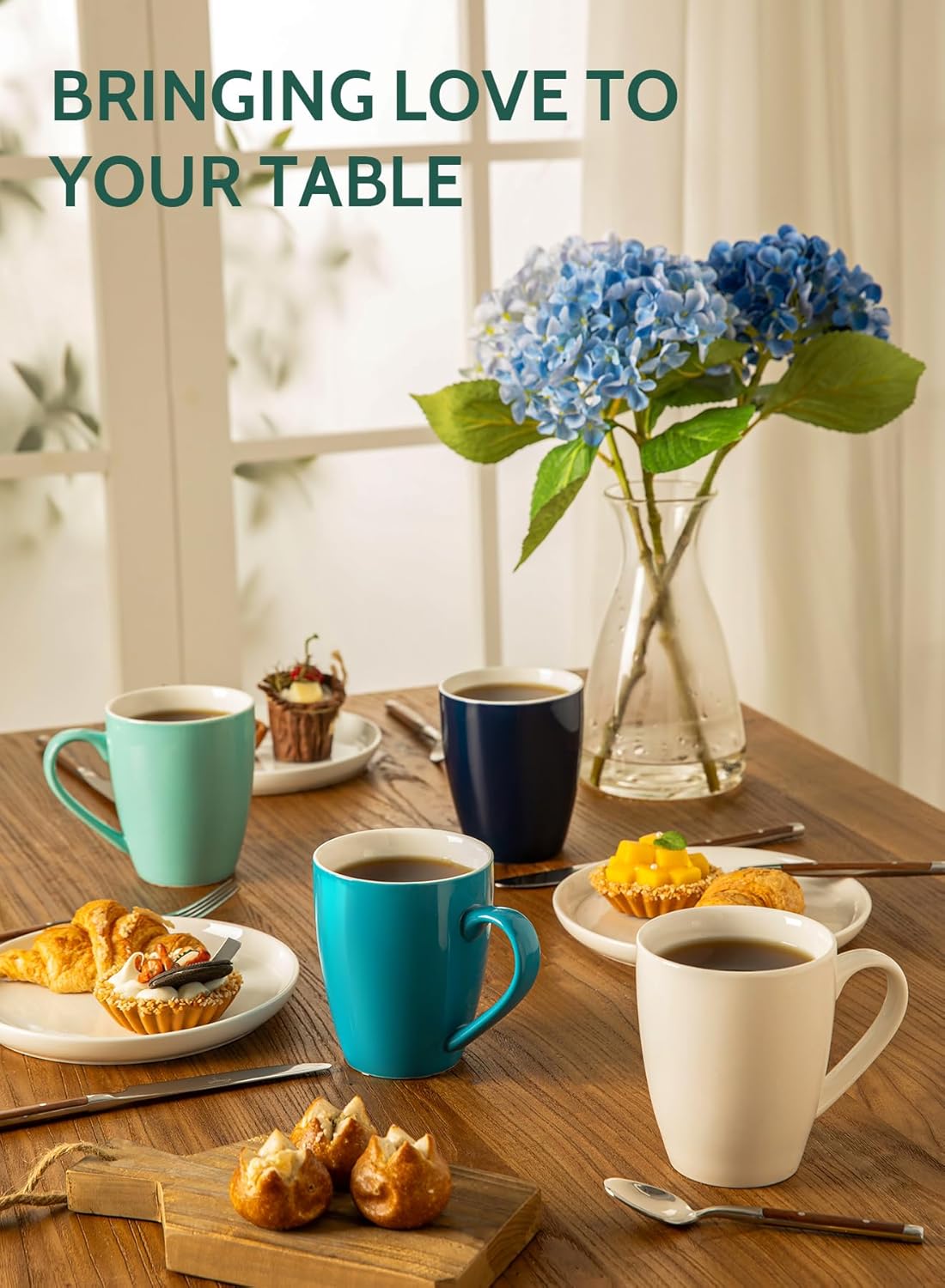 Detalle 2 de Sweese Porcelain Coffee Mugs, 16 oz Set of 6 (Lead-Free) for Latte, Hot Tea, Cappuccino & More