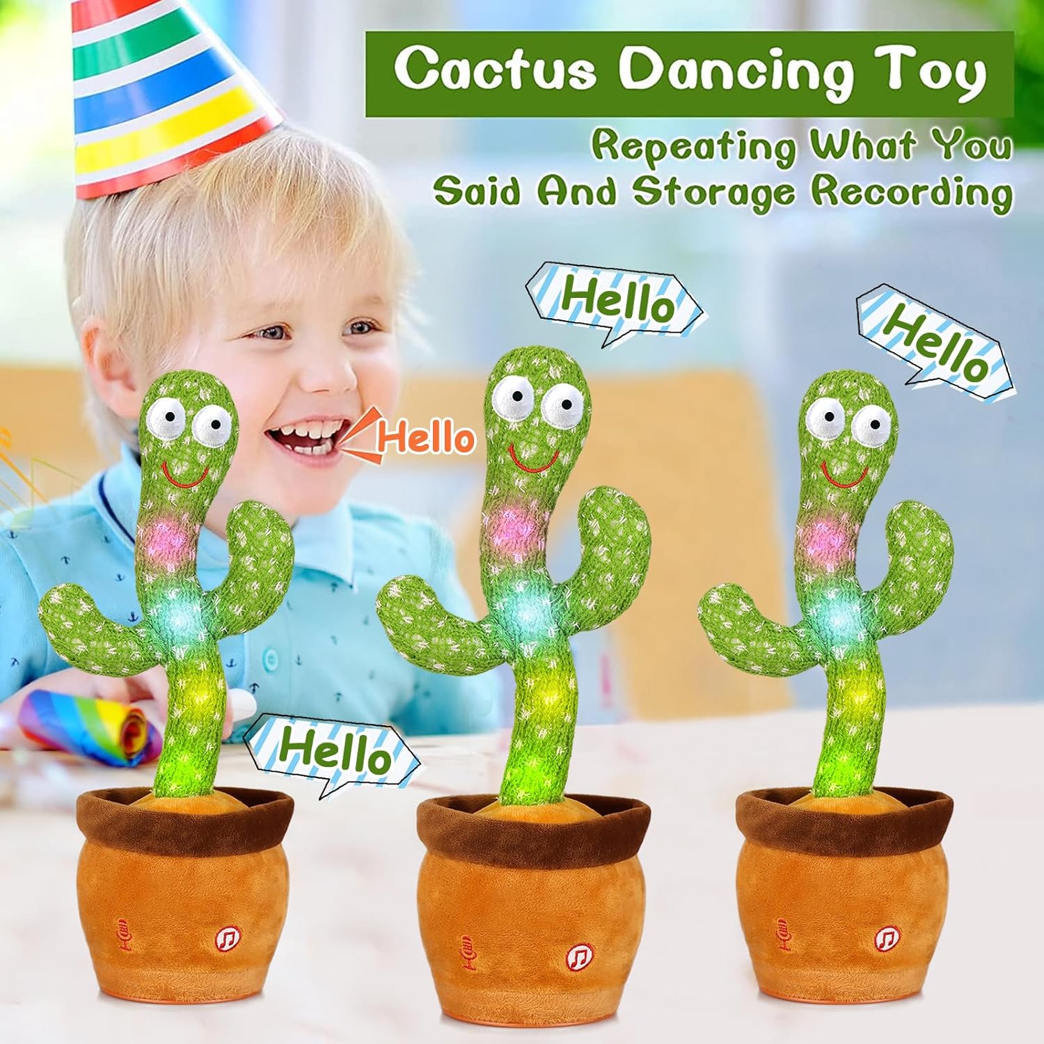Thumbnail 3 de Emoin Talking Cactus interactive talking toy 🌵