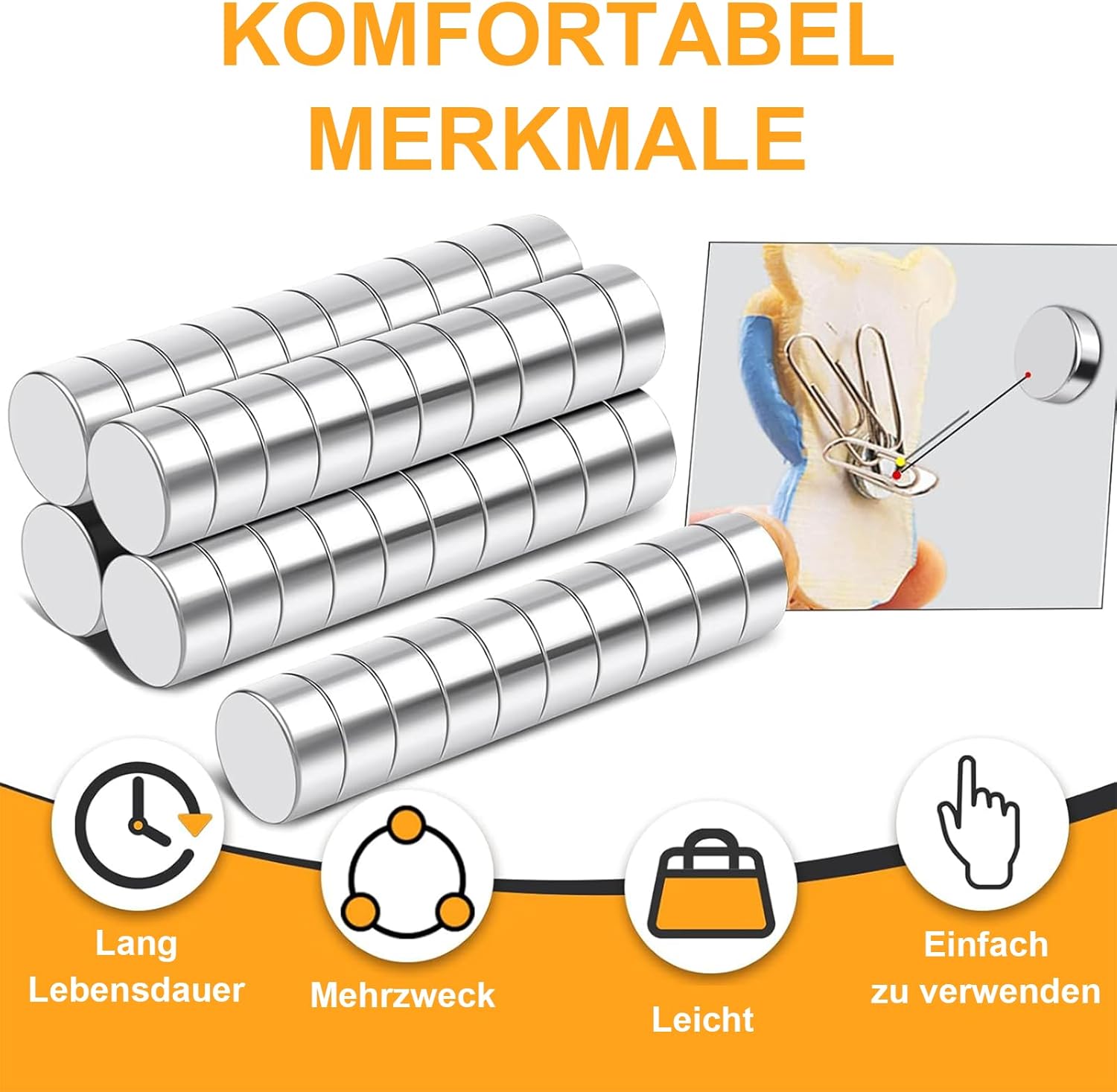 Thumbnail 2 de Delaga 100 Stück Magnetstarke Mini-Magnete 6x3mm – Stark, Rund, vielseitig verwendbar